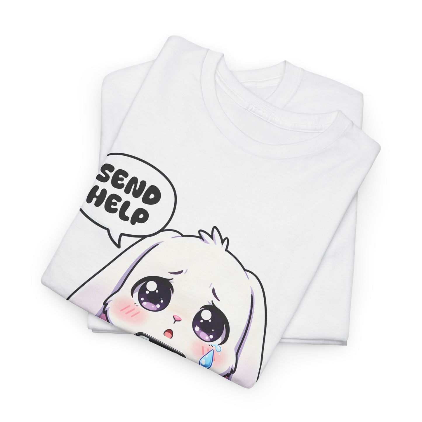Funny Bunny T-Shirt – “Send Help” Kawaii Broke Money Humor Tee Gift - 14854