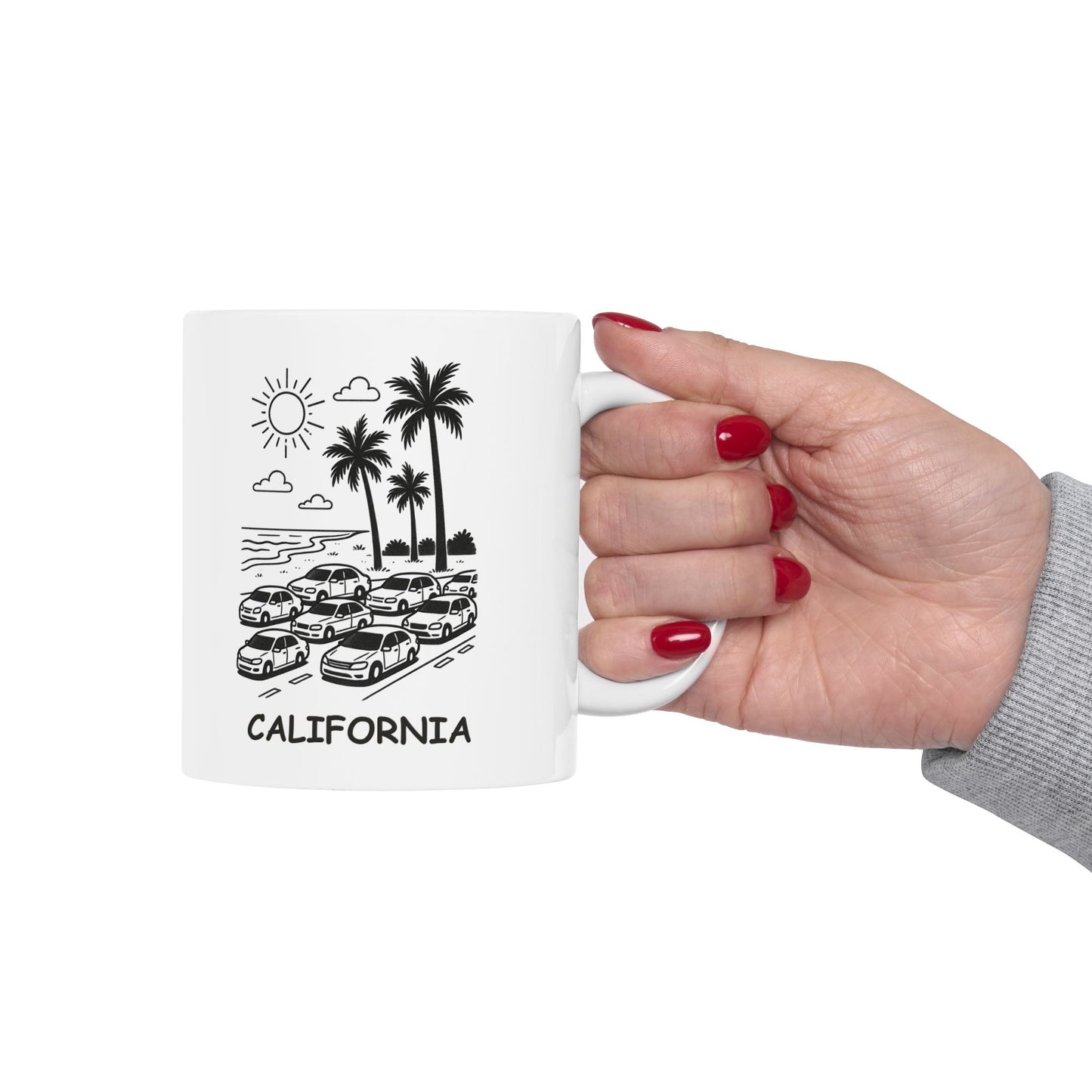 "Sun, sand, and the occasional traffic jam." Ceramic Mug – 12709