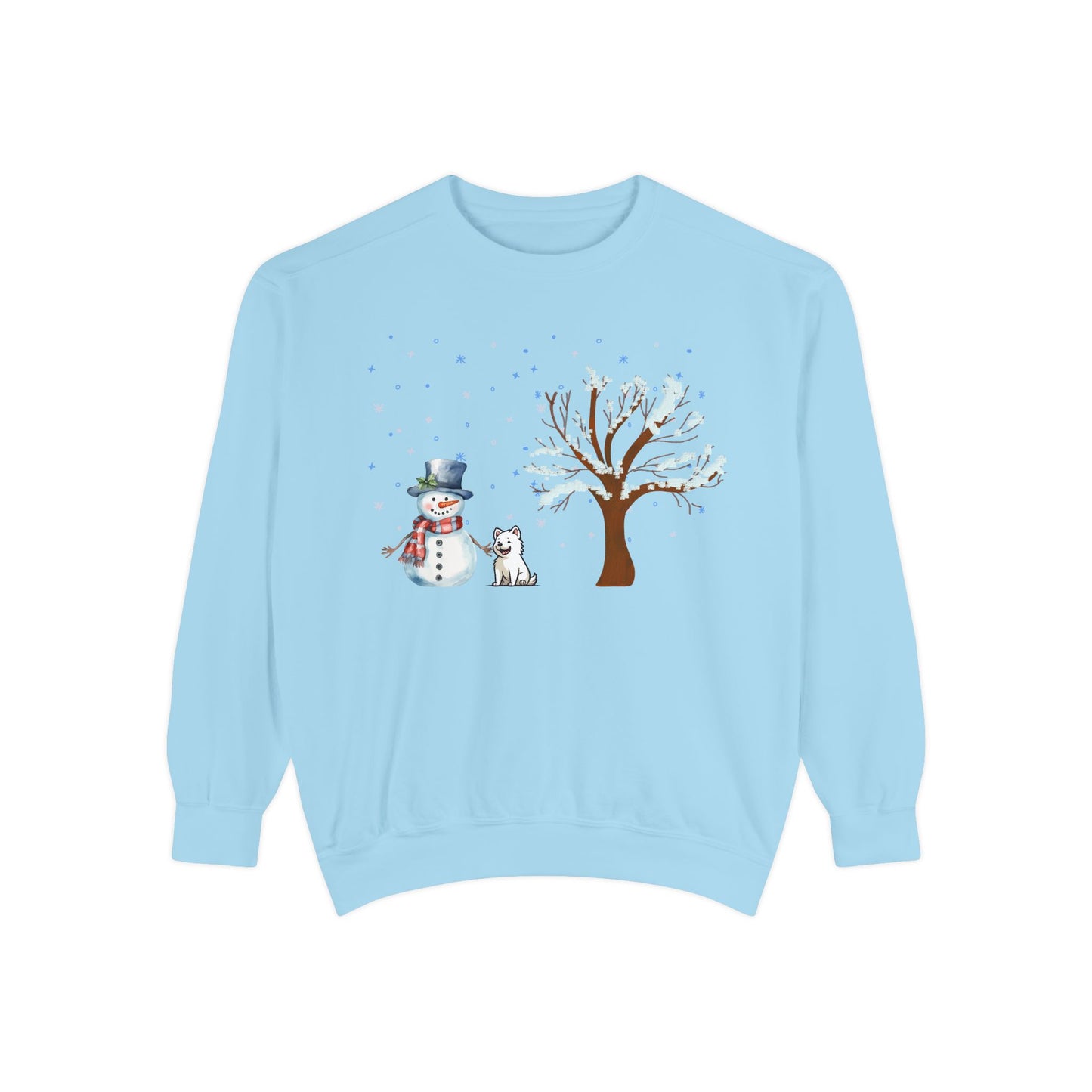 Snowman With A Puppy - Unisex Garment-Dyed Sweatshirt