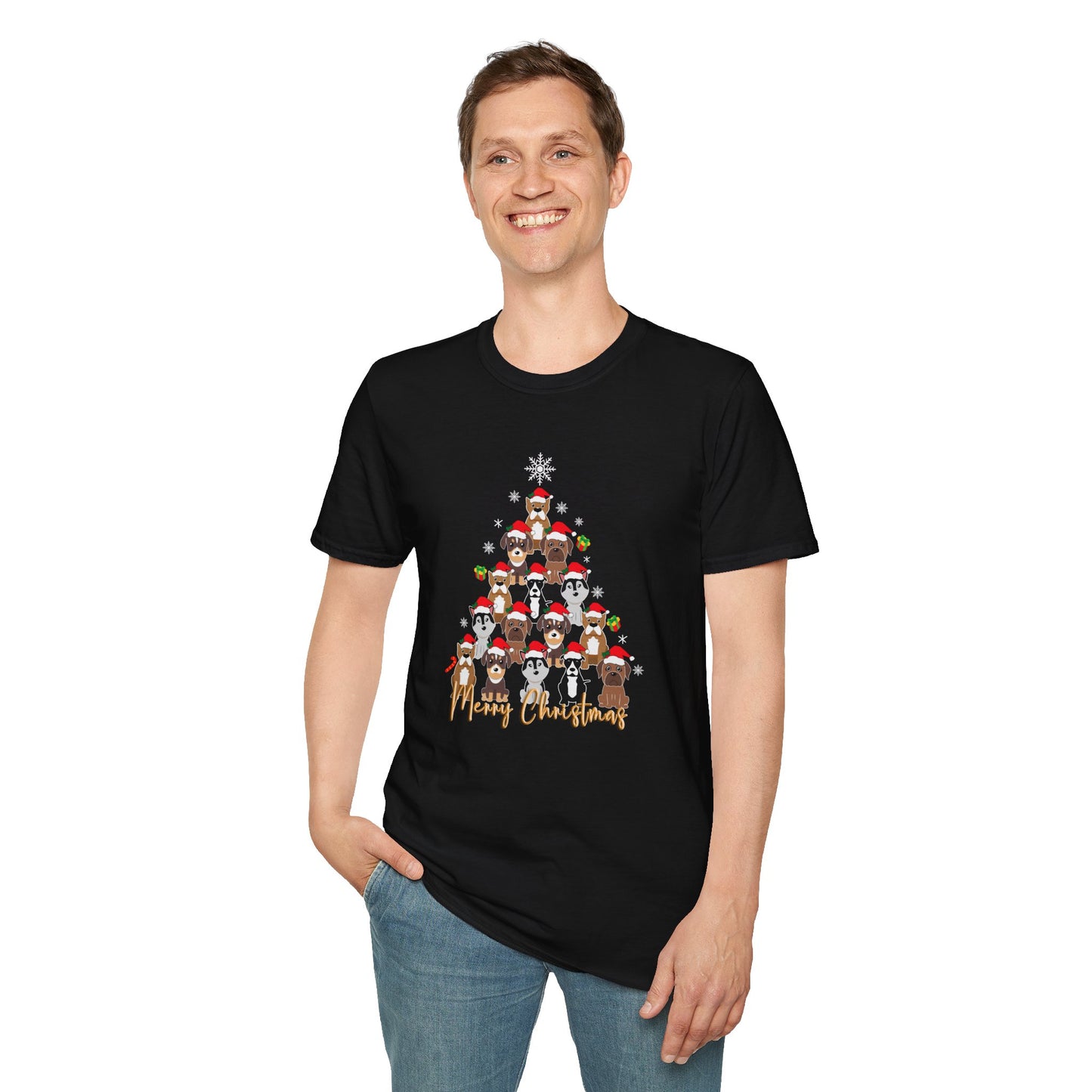 Christmas Tree Made From Dogs - Unisex Softstyle T-Shirt - 10285