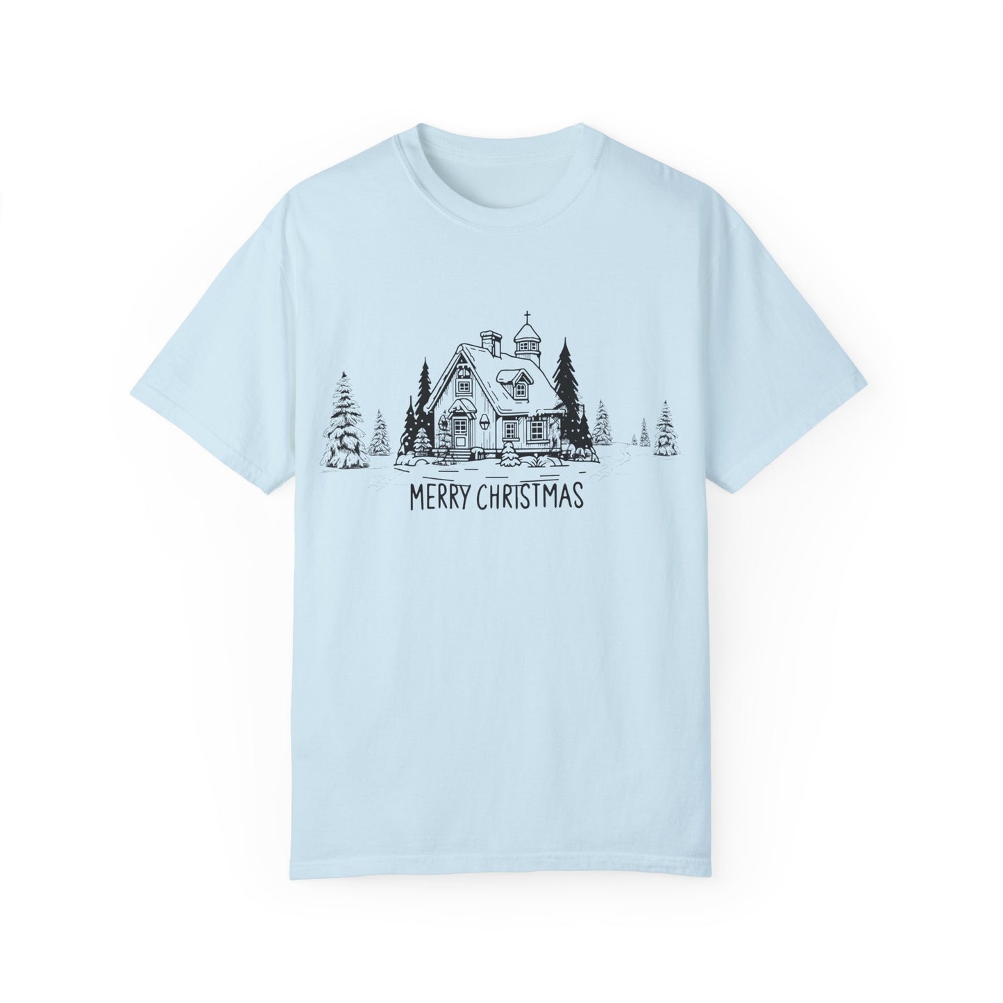 Merry Christmas, House - Unisex Garment-Dyed T-shirt - 10114