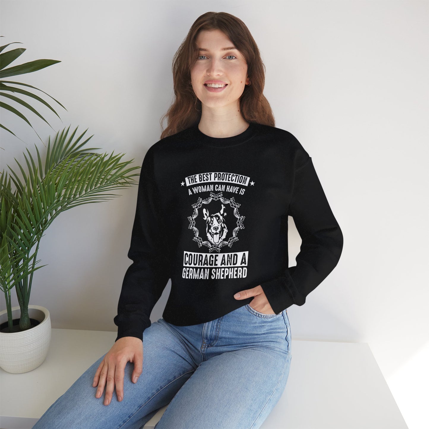 The Best Protection, German Shepherd  - Unisex Heavy Blend™ Crewneck Sweatshirt