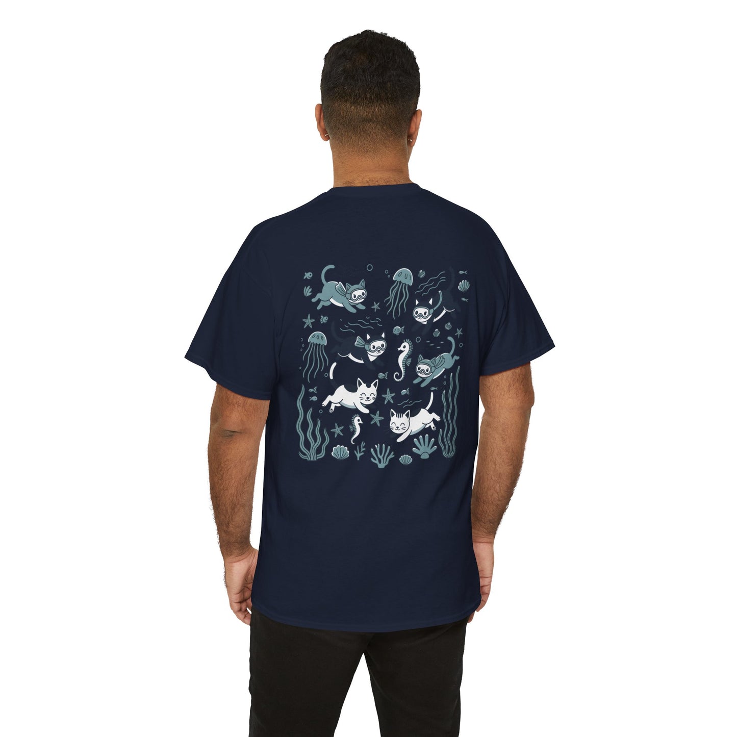 Sea Cats T-Shirt — Cute Underwater Cat Graphic Tee, Ocean Cat Lover Gift - 14869