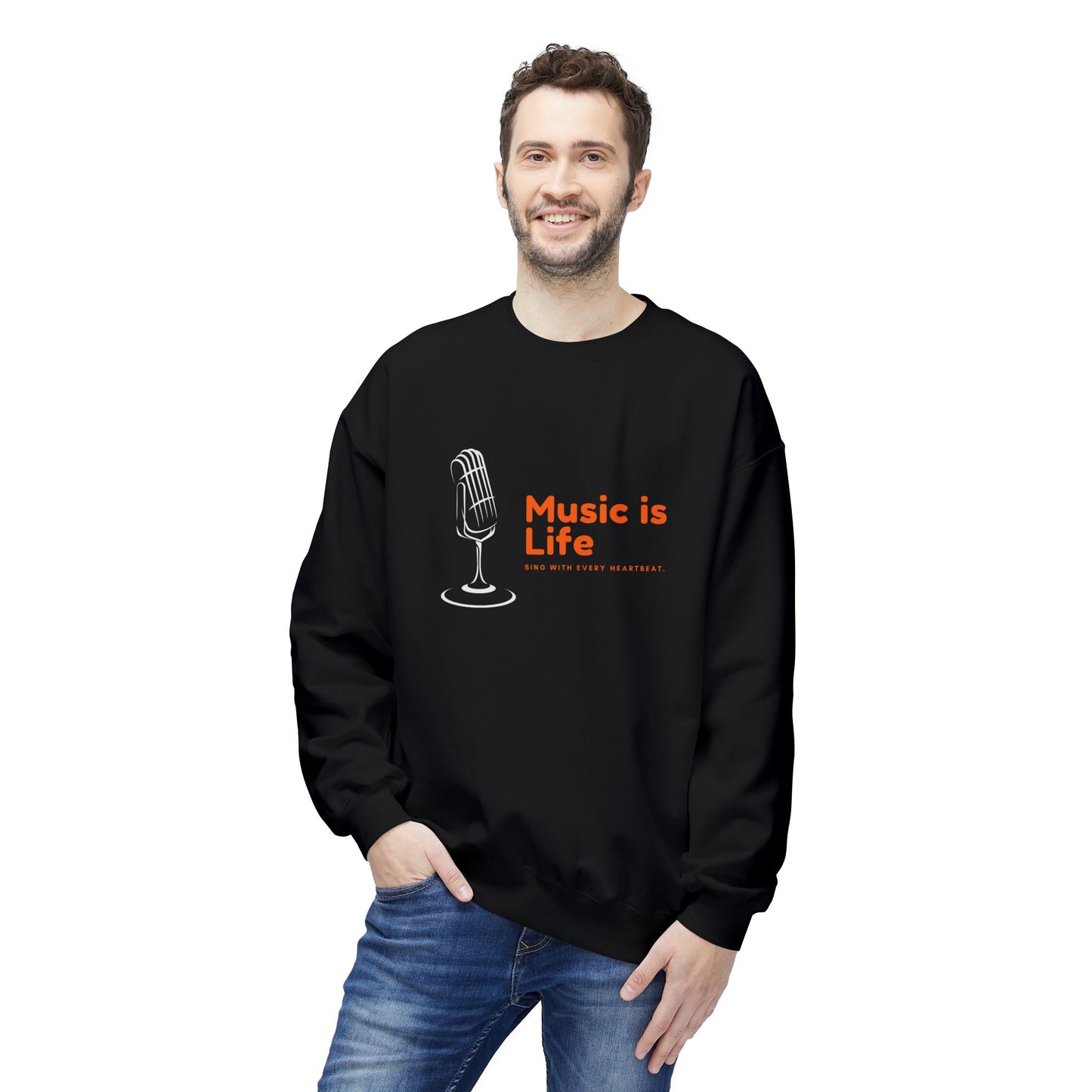 Music is Life - Unisex Midweight Softstyle Fleece Crewneck Sweatshirt - 10602