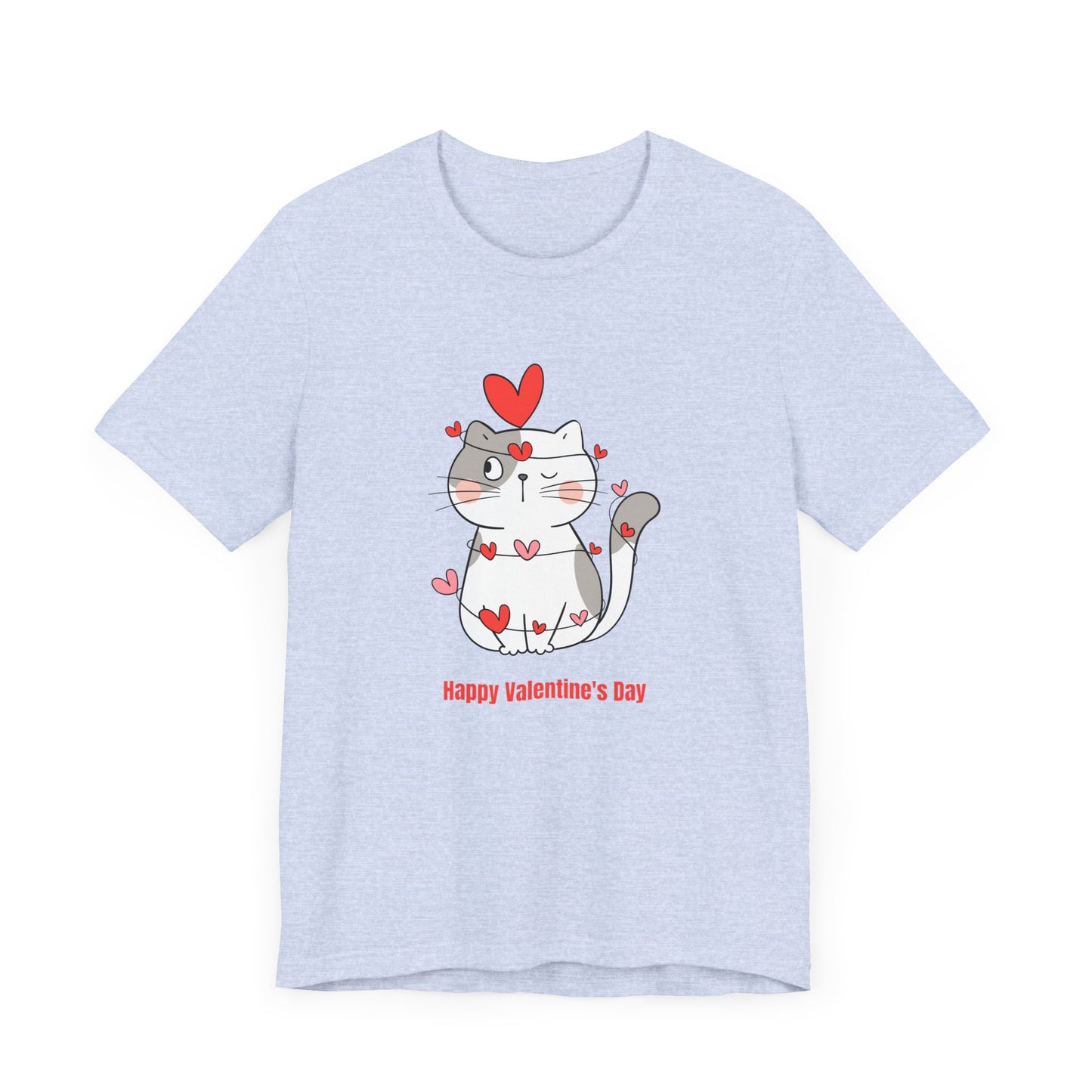 Cute Cat, Happy Valentine's Day - Unisex Jersey Short Sleeve Tee - 11359