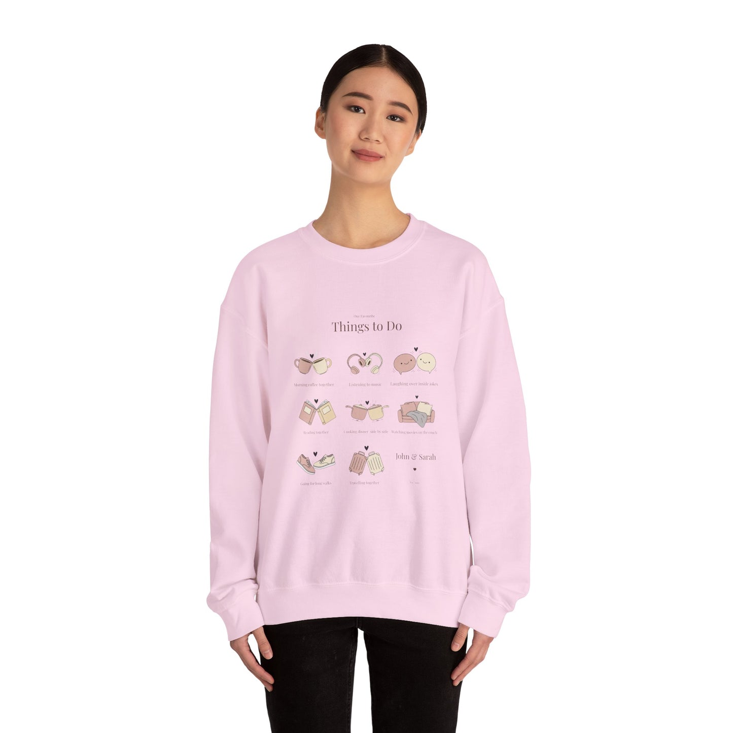 Our Favourite Things to Do Together – Personalised Illustration Crewneck Sweatshirt | Valentine’s Gift - 14726