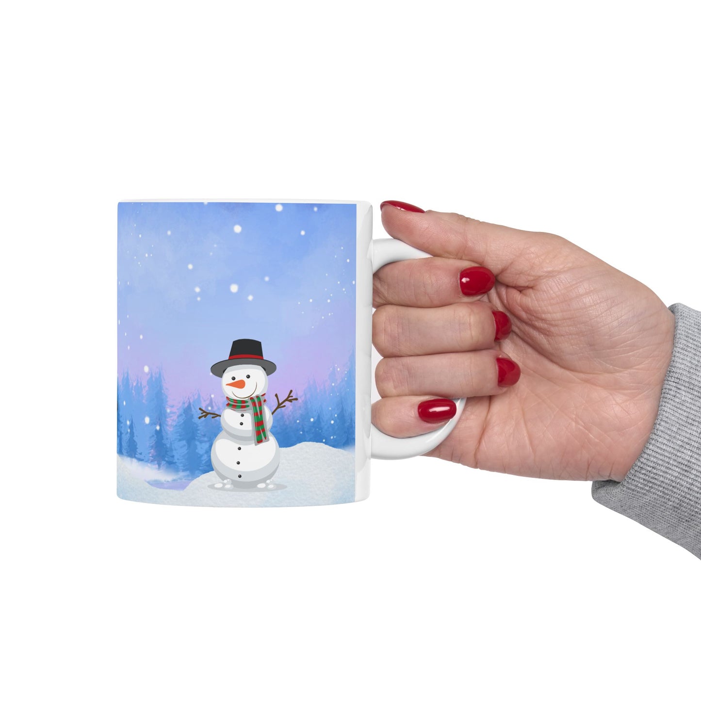 Winter Tree, Snowman & Puppy - Ceramic Mug, (11oz, 15oz) - 10398