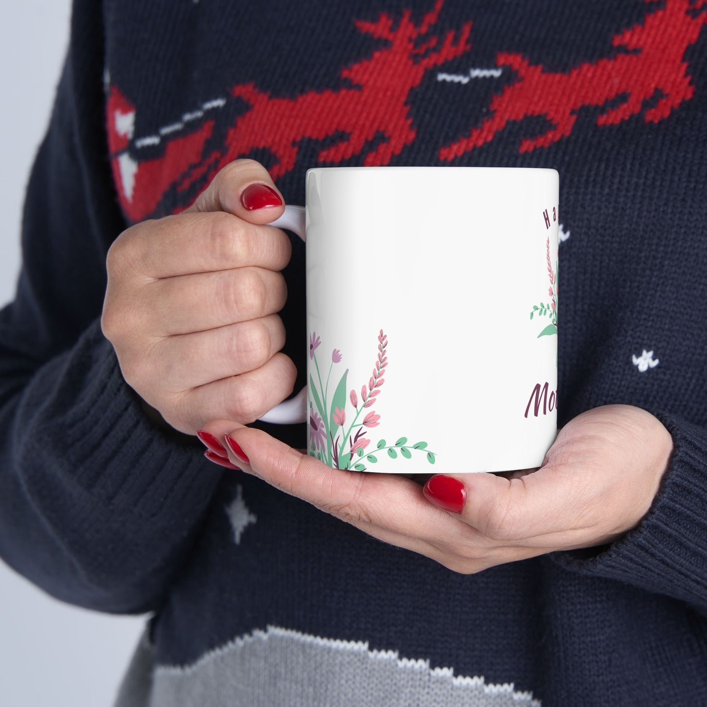 Happy Mother's Day Floral Ceramic Mug - Perfect Gift for Mom - 12582