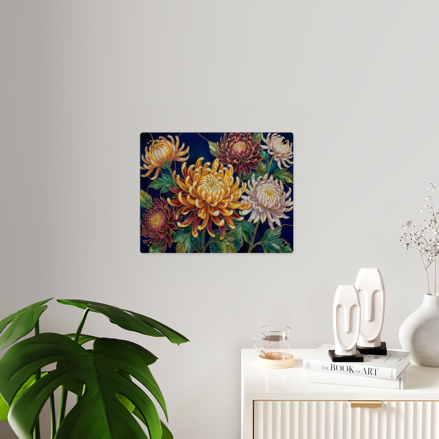 Chrysanthemum Acrylic Wall Art Panel — Floral Botanical Home Décor - 14609