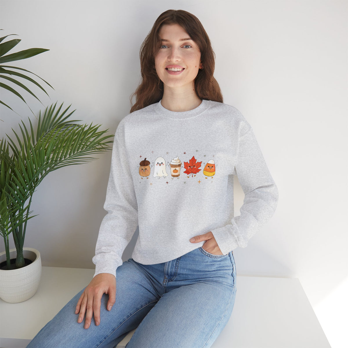 Cute Fall Harvest Sweatshirt, Ghost, Pumpkin Spice & Autumn Crewneck - 14534
