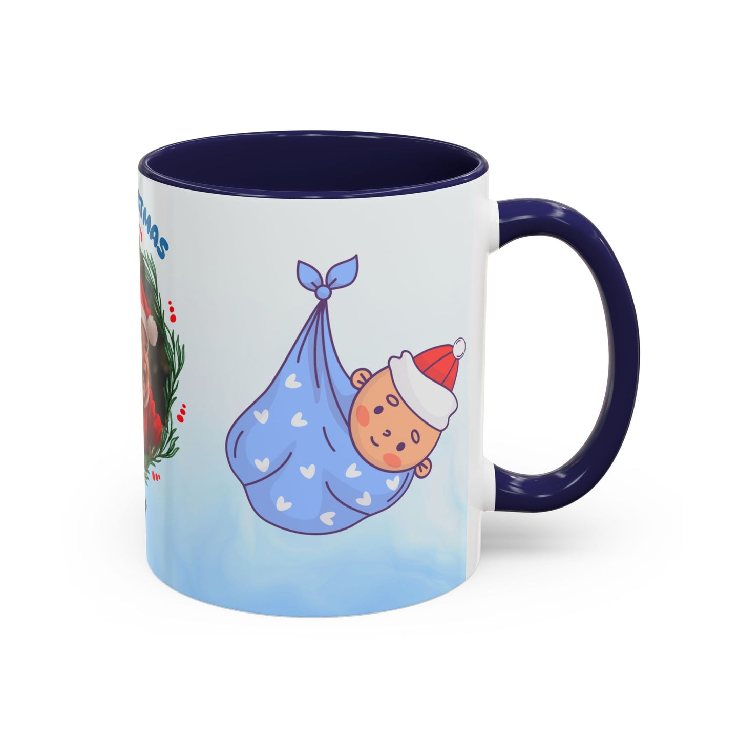 First Christmas, Baby Boy, Customizable - Accent Coffee Mug (11, 15oz) - 10073