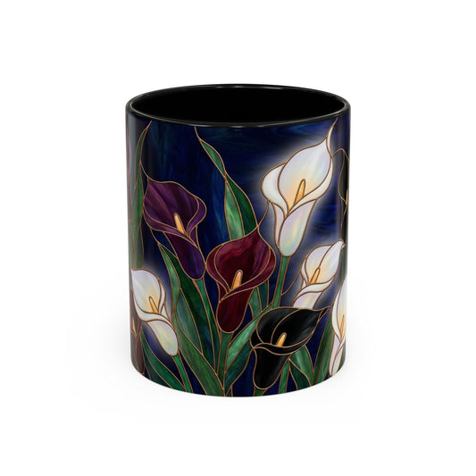 Calla Lily Floral Coffee Mug — Stained Glass Design (11/15oz) - 14557