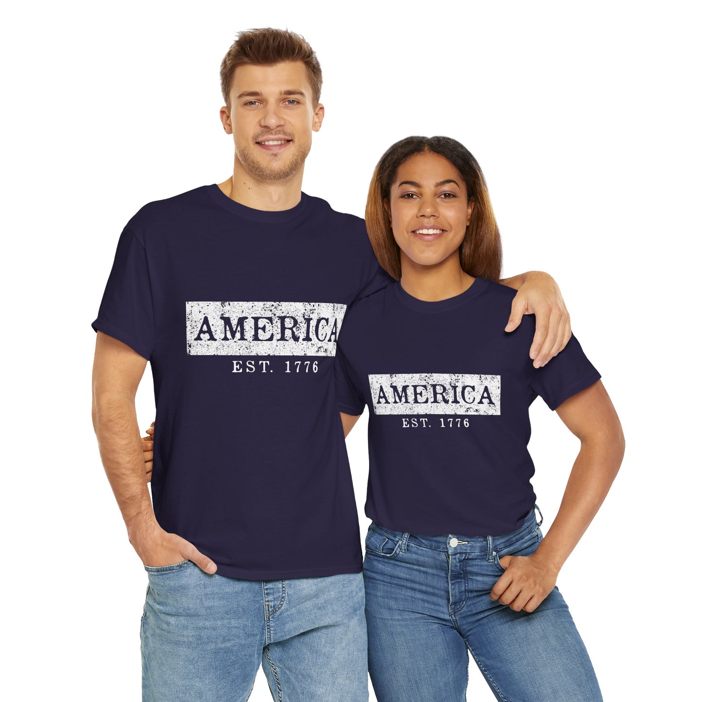 Patriotic Unisex Tee - America EST 1776, Vintage Style Shirt, Independence Day Gift, Casual Wear, Gifts for Him/Her - 13736