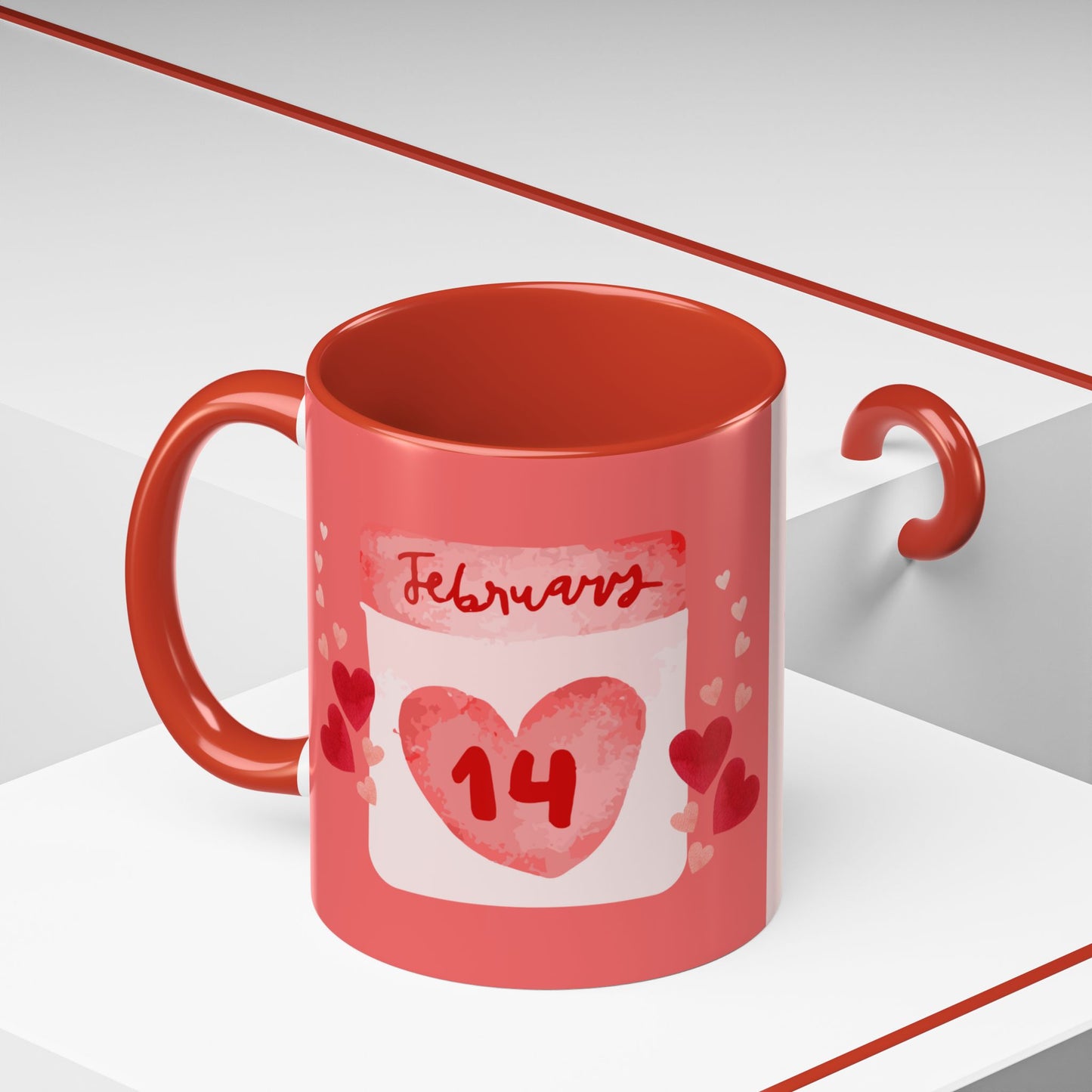 February 14, Happy Valentine's - Accent Coffee Mug (11, 15oz) - 11123