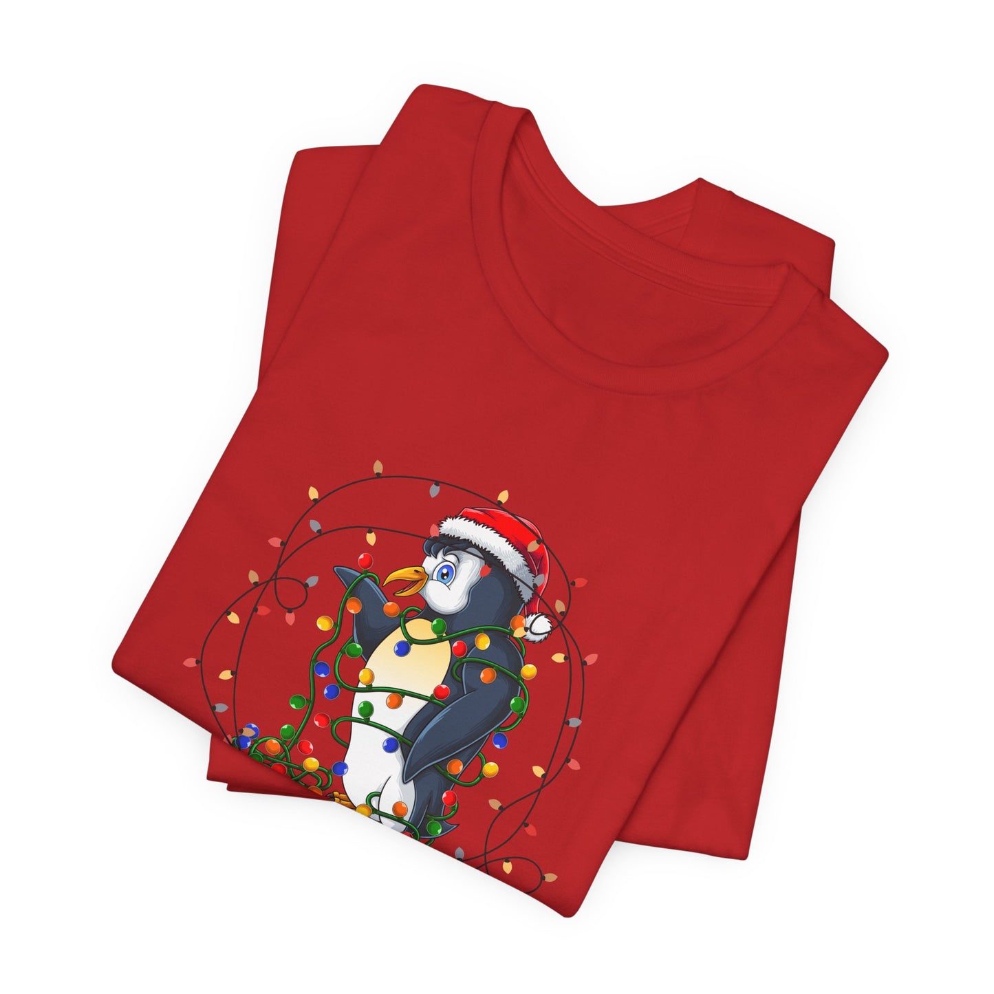 Penguin with Christmas Light - Unisex Jersey Short Sleeve Tee - 10407