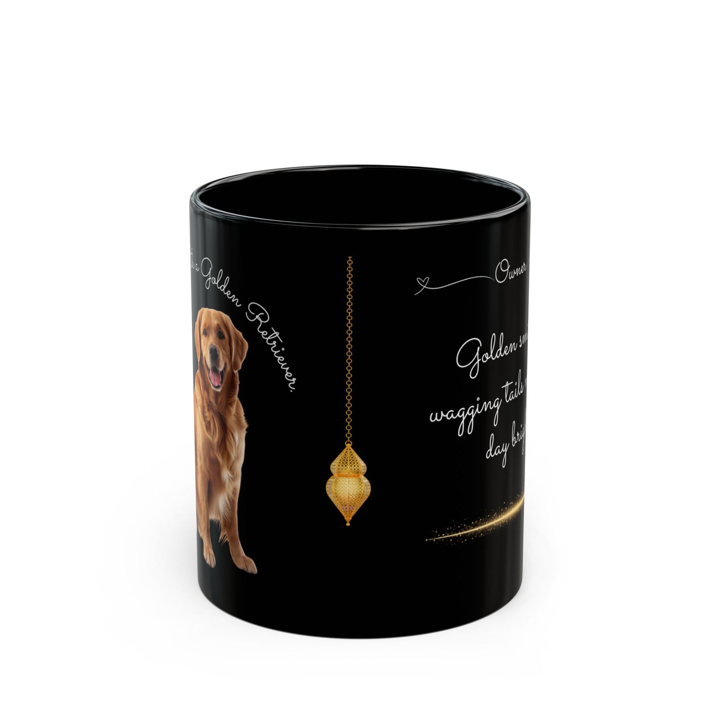 Golden Retriever, Customizable - Ceramic Black Mug (11oz, 15oz) - 10459