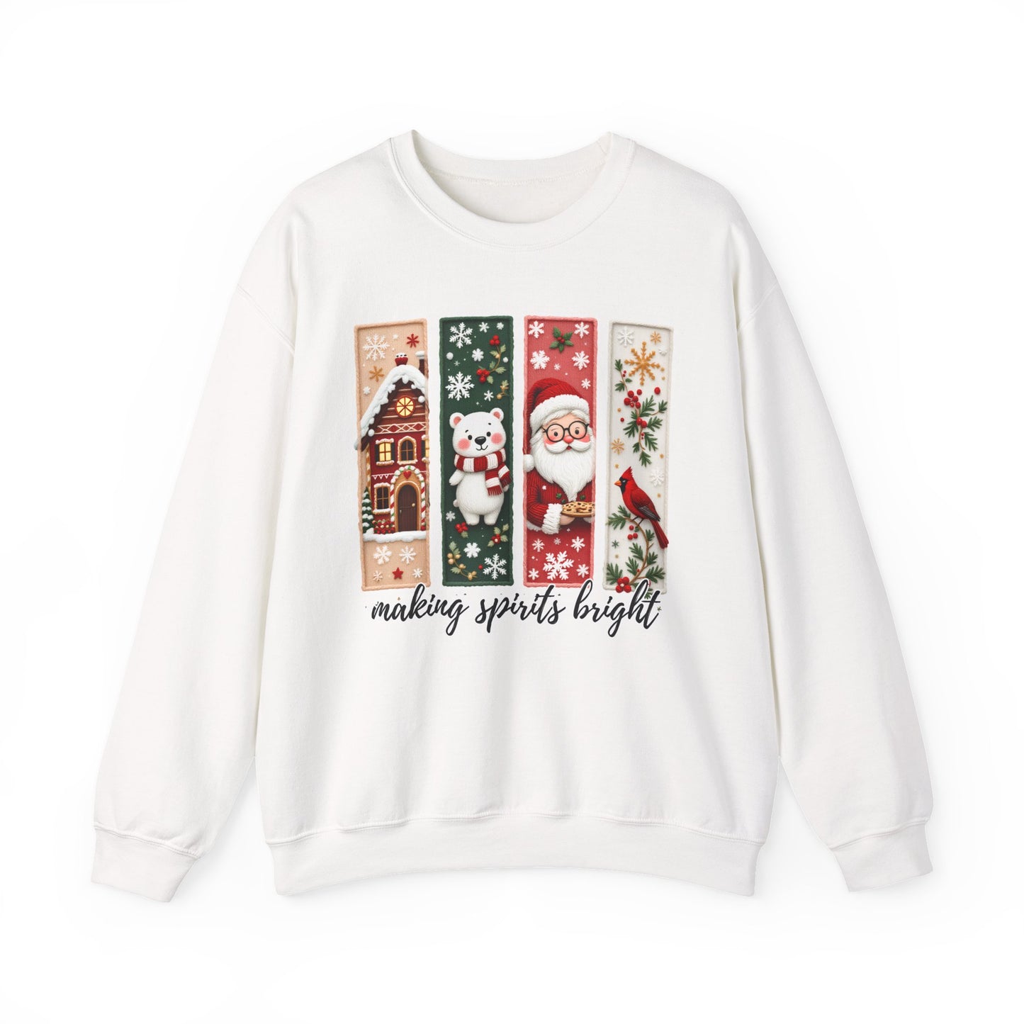 Making Spirits Bright Christmas Crewneck Sweatshirt, Holiday Graphic Sweater - 14932