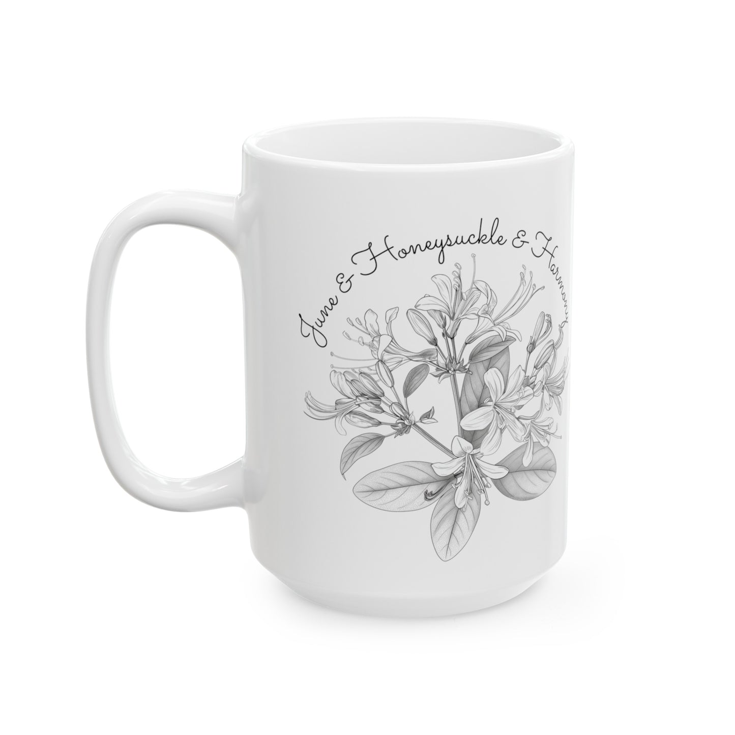 Happy Birthday, June, Honeysuckle, Customized Ceramic Mug, (11oz, 15oz)