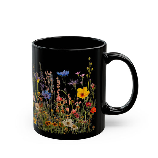Field of Wildflowers - Ceramic Black Mug (11oz, 15oz) - 10479