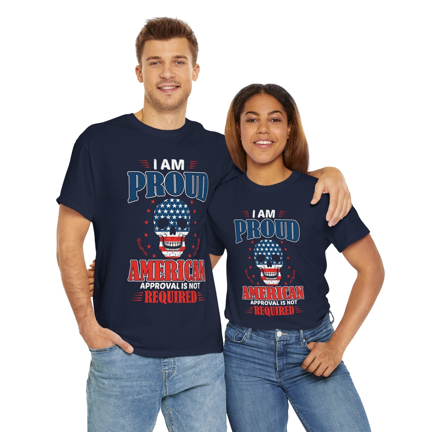 "I'm a Proud American" Unisex Heavy Cotton Tee, Patriotic Shirt, Independence Day Apparel, Casual Wear, Gift for Veterans - 13637