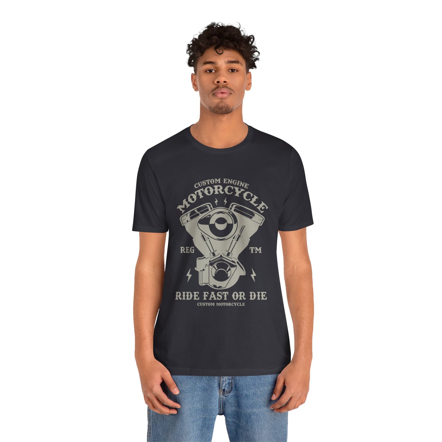 Custom Engine Motorcycle - Unisex Jersey Short Sleeve Tee