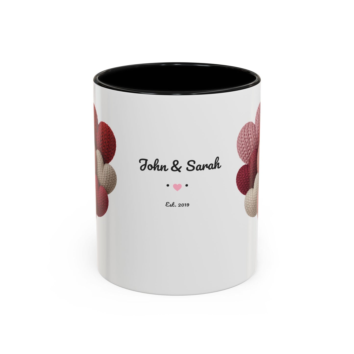 Valentine’s Hearts Personalized Mug — Custom Names & Established Date (11oz / 15oz) - 14745