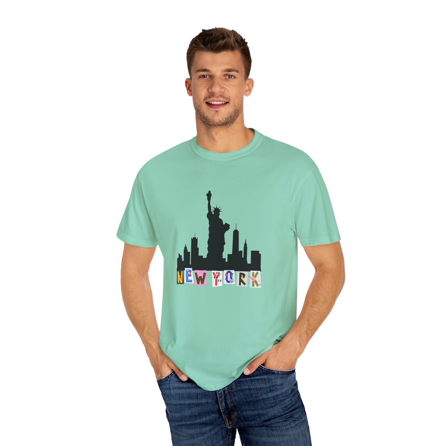 New York Skyline Graphic T-Shirt - Unisex Garment-Dyed Tee for City Lovers - 12002