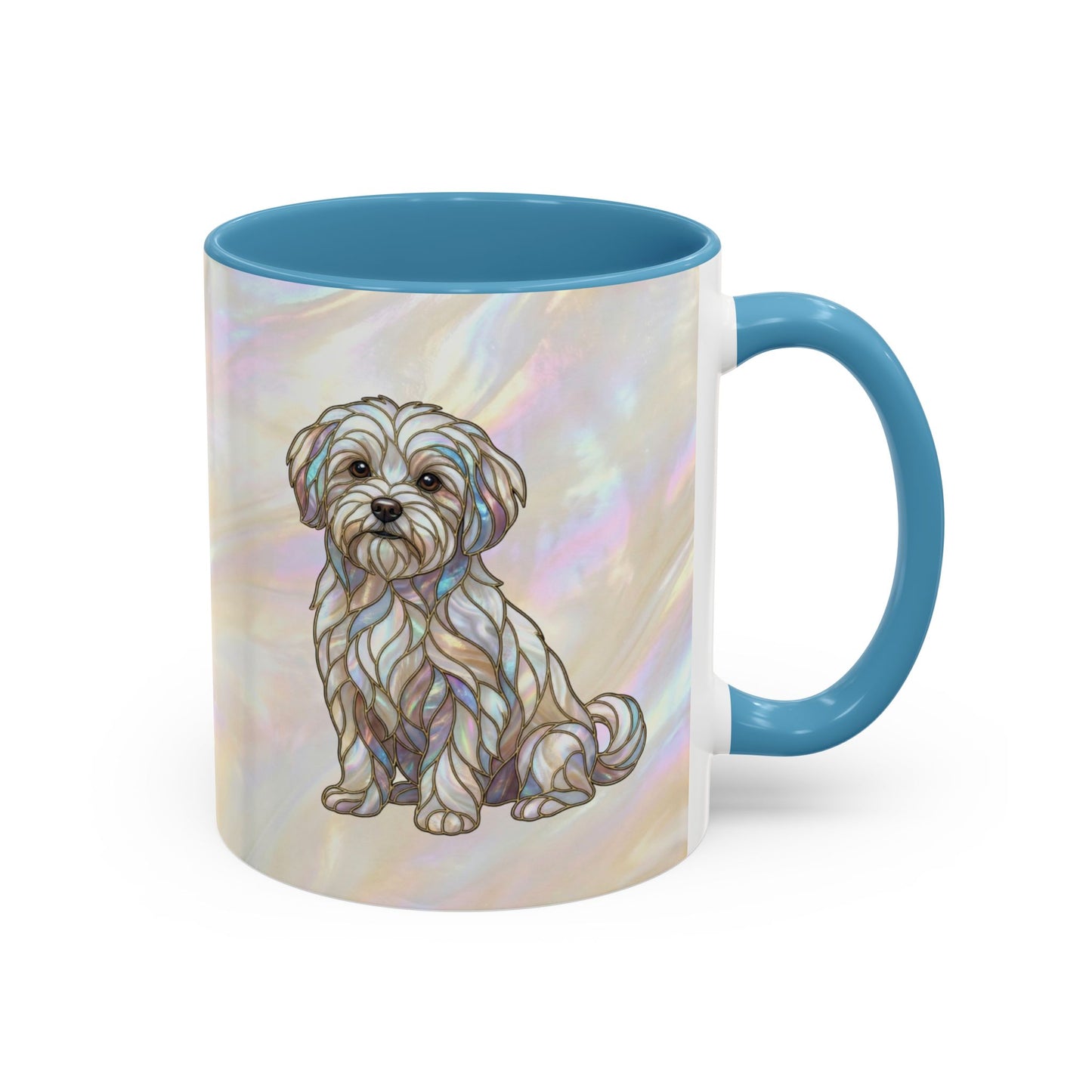 Maltese Dog Accent Coffee Mug – Stained Glass Design 11/15oz - 14642