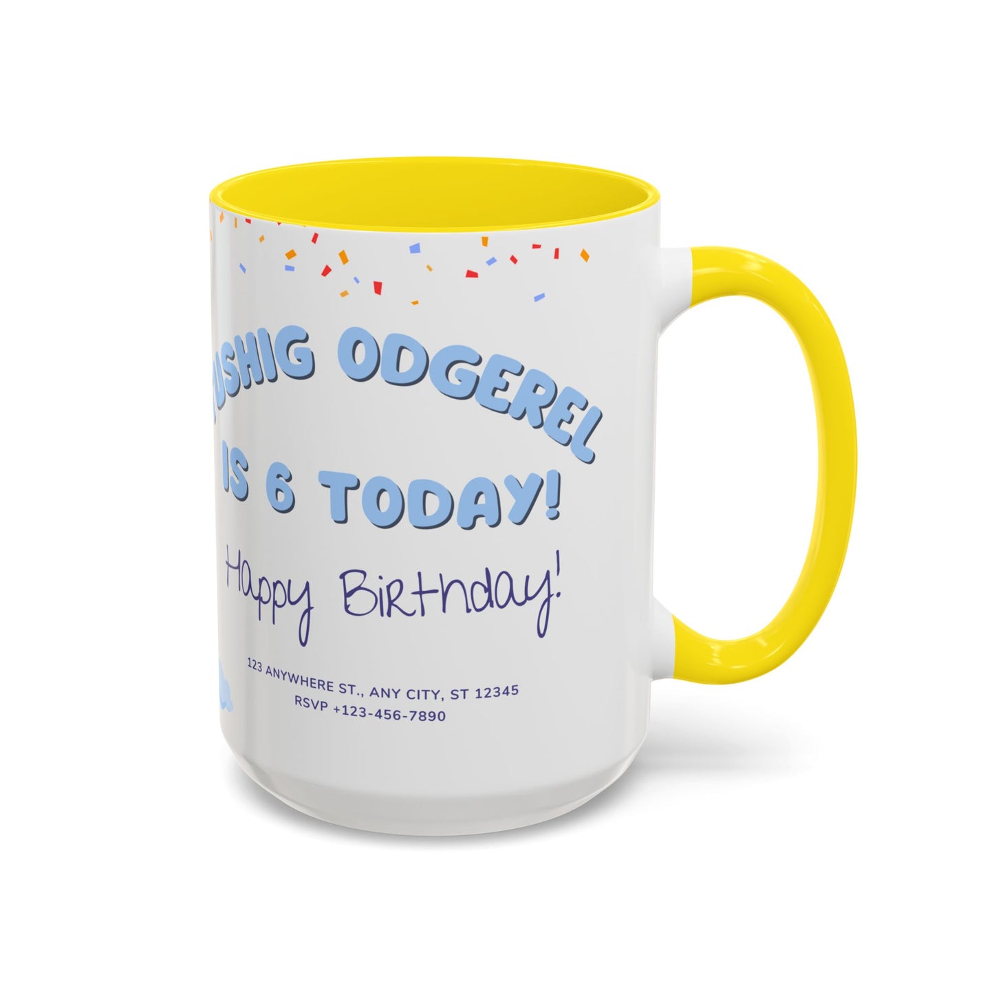 Happy 6th Birthday to A Boy Pilot, Details Customizable - Accent Coffee Mug (11, 15oz) - 11233