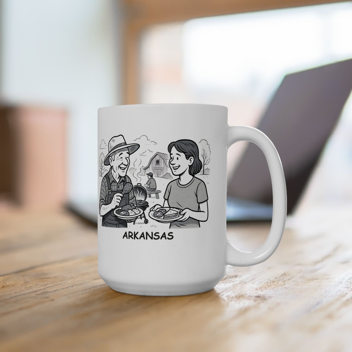 "Arkansas: We don’t need to be fancy—just good food and good company."  Ceramic Mug - 13277