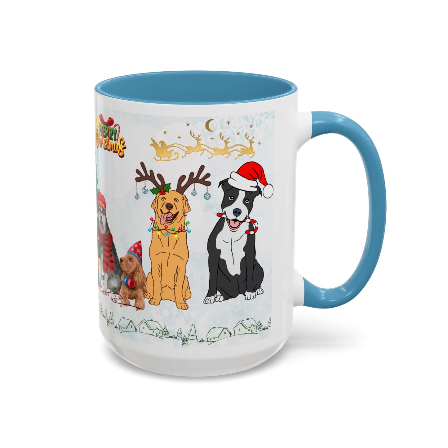 Merry Christmas Dogs - Accent Coffee Mug (11, 15oz)