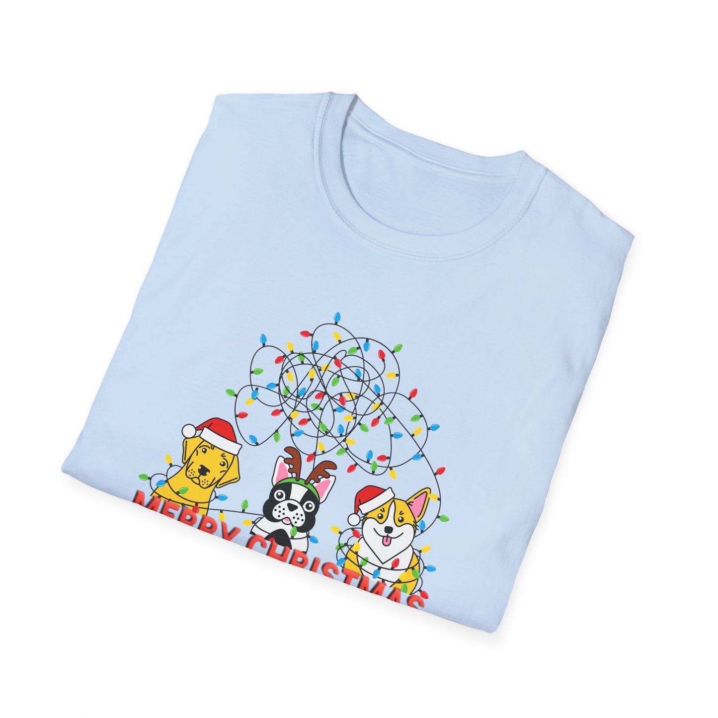 Dogs, Merry Christmas - Unisex Softstyle T-Shirt - 10204