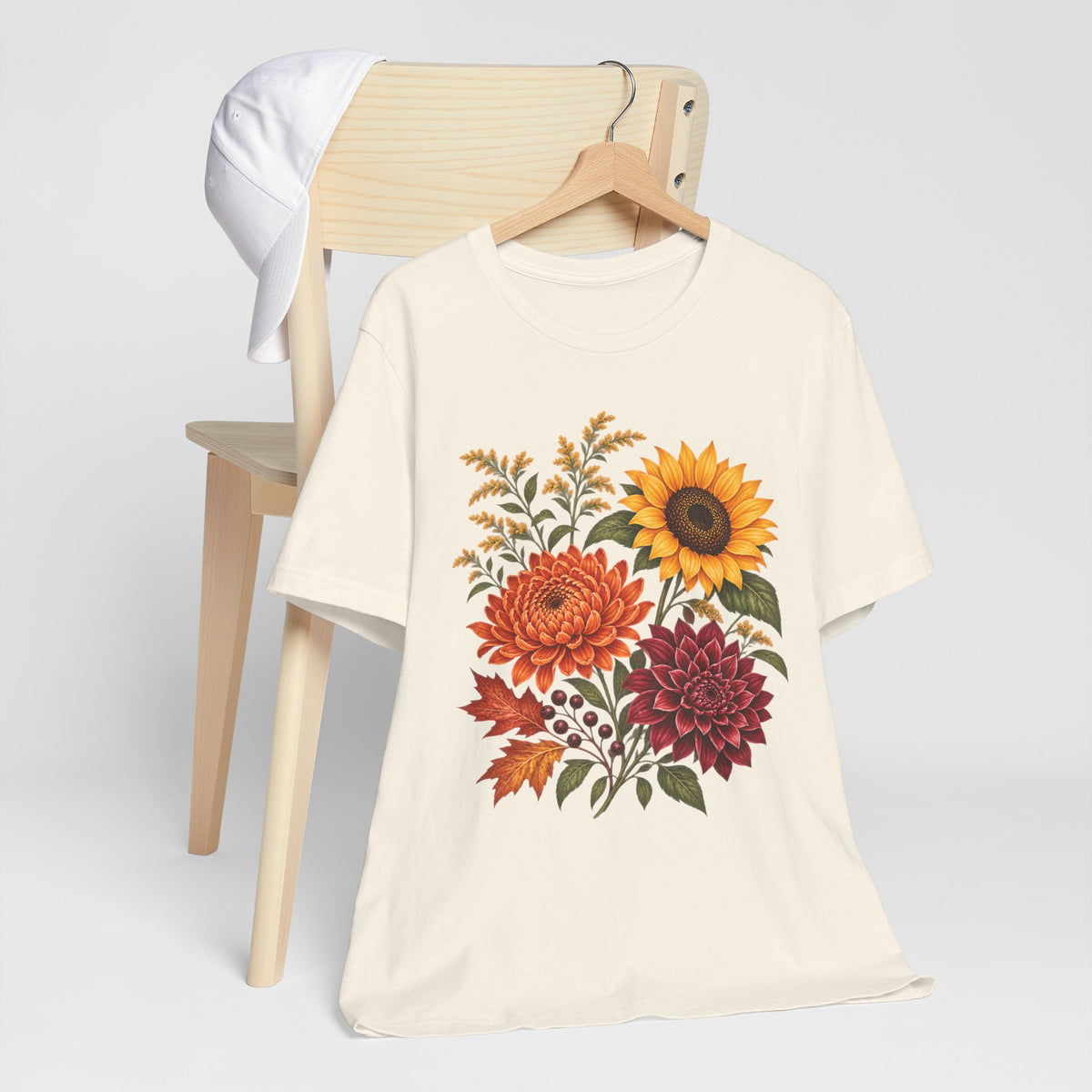 Autumn Wildflower Bouquet T-Shirt, Vintage Botanical Floral Tee - 14565