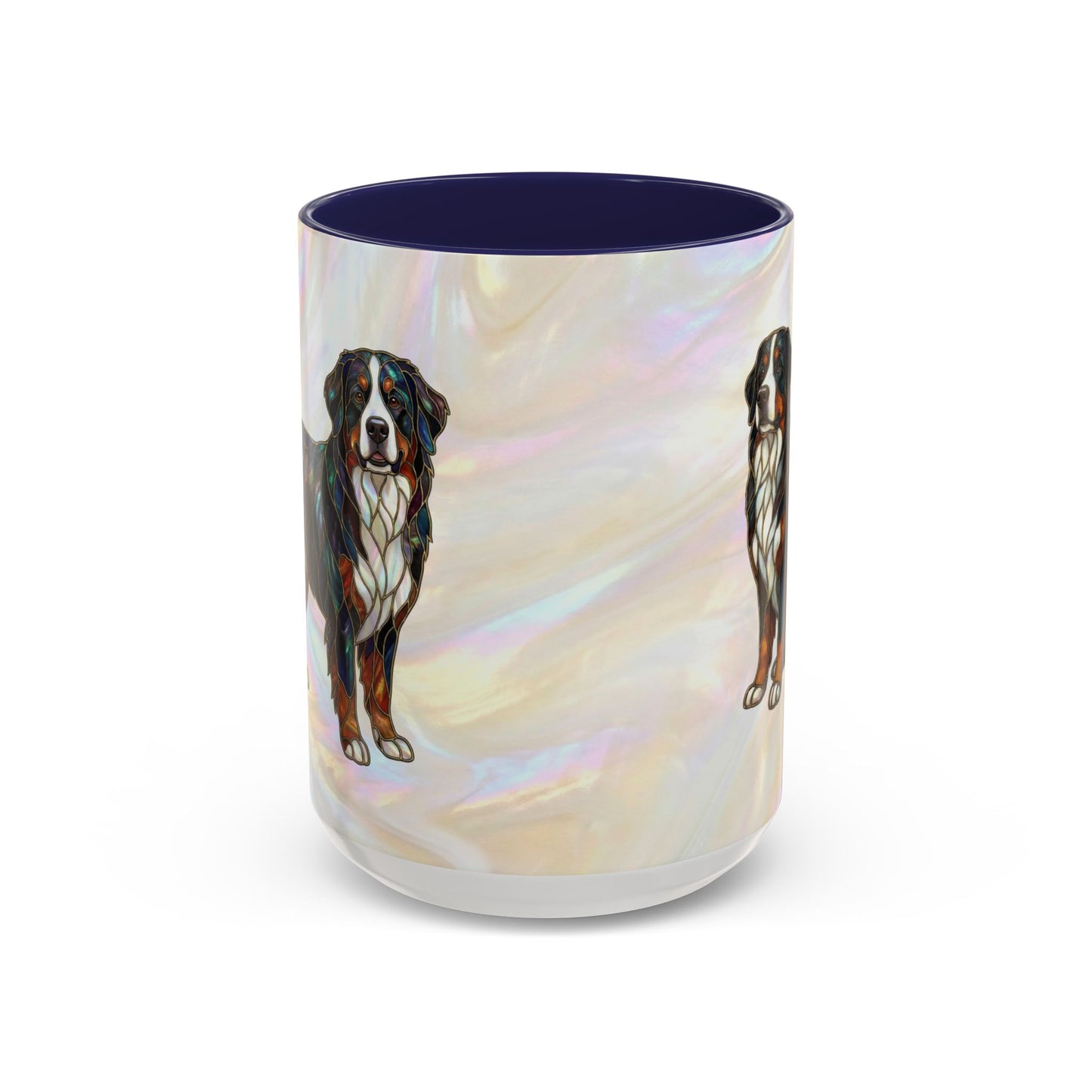 Bernese Mountain Dog Accent Coffee Mug — Stained Glass Design (11/15 oz) - 14617