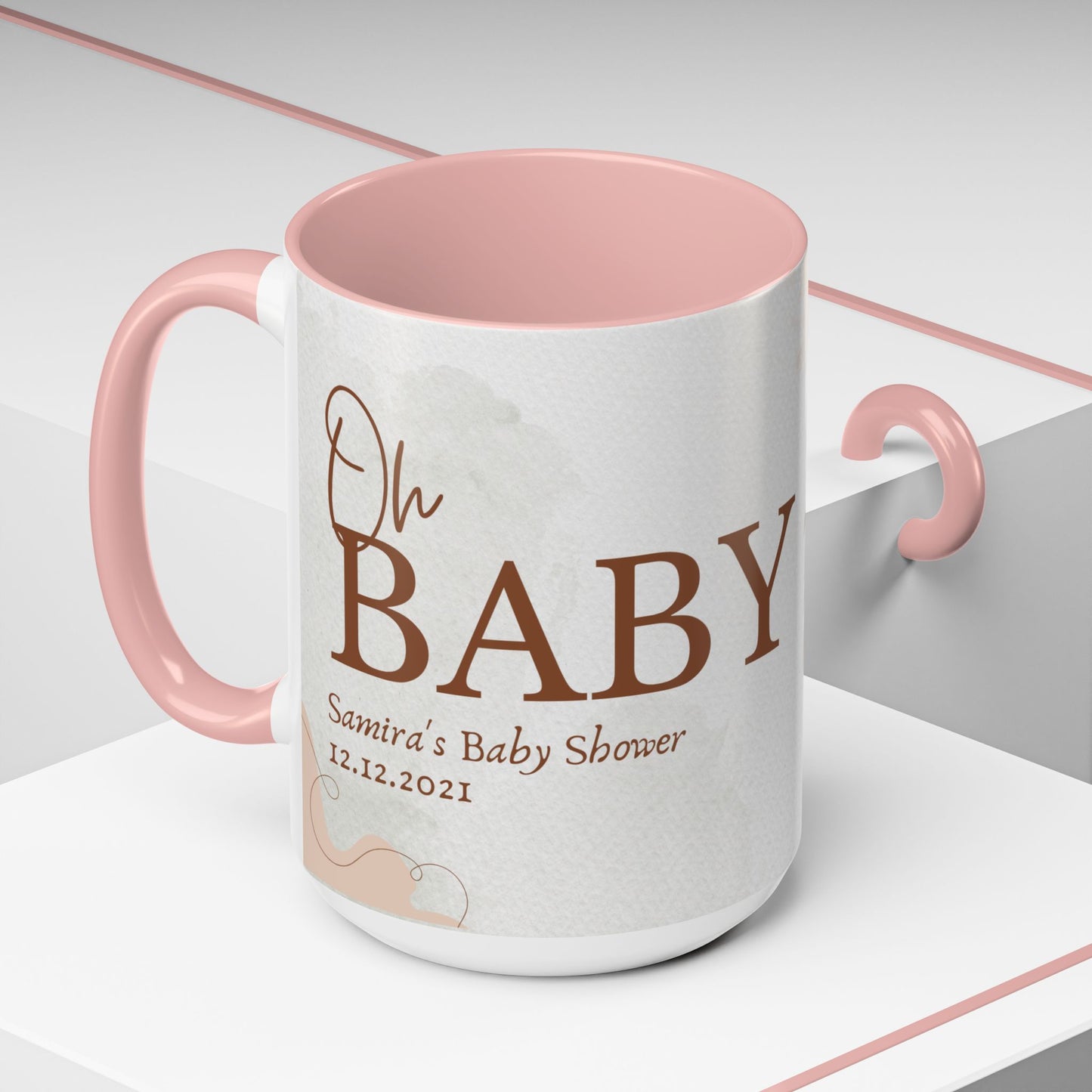 Oh Baby, Samira's Baby Shower, Customizable - Accent Coffee Mug (11, 15oz) - 10882