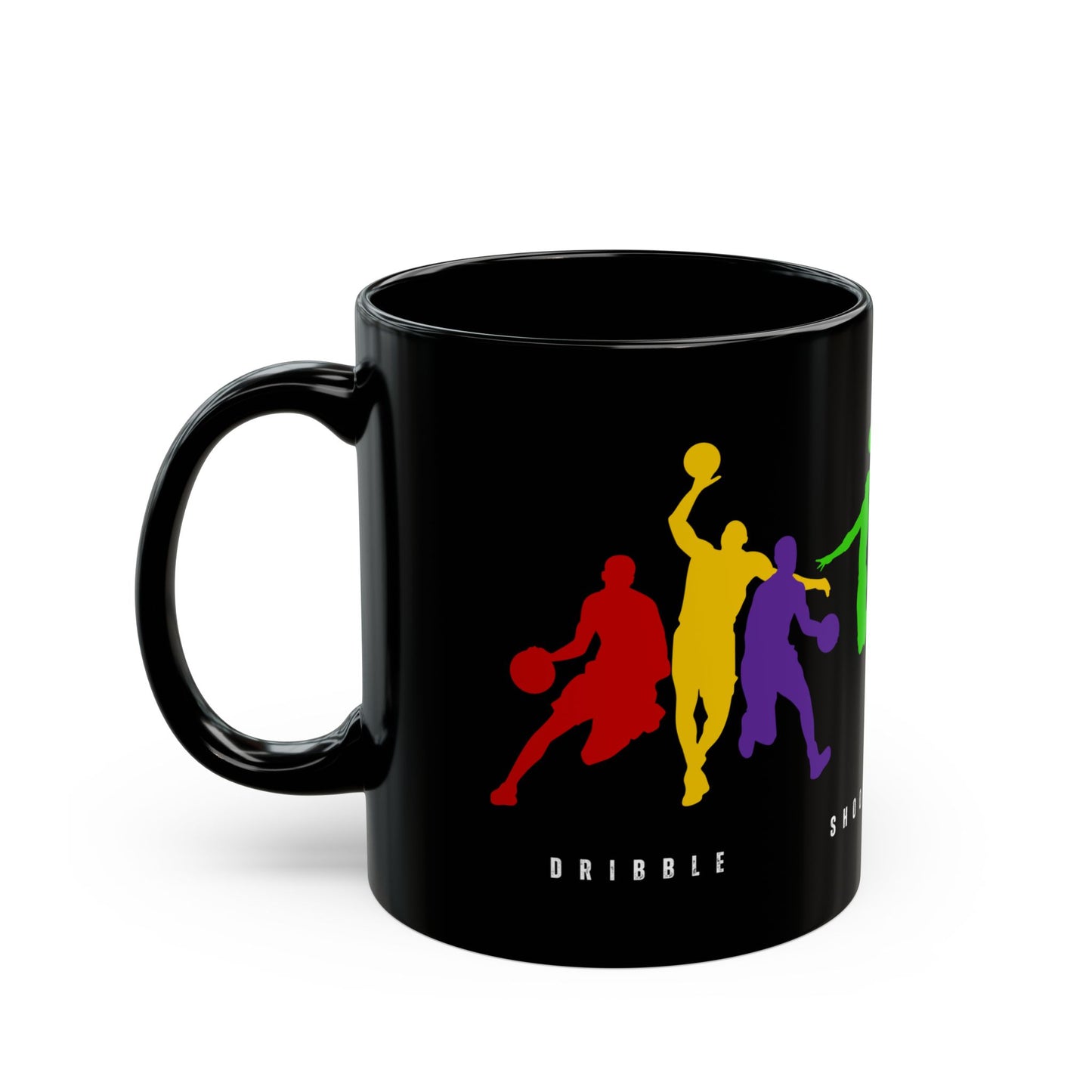 Dribble, Shoot, Score & Repeat, Basketball -  Black Mug (11oz, 15oz) - 10300