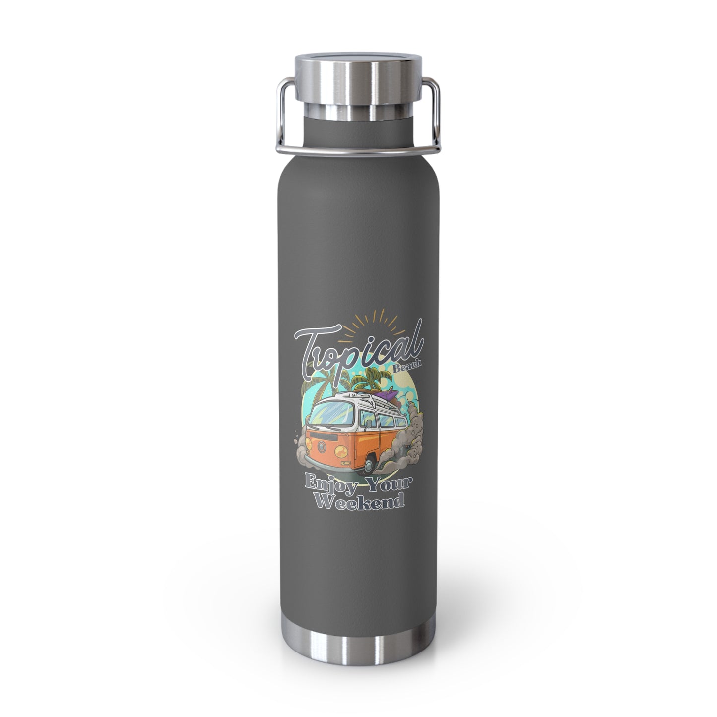 Tropical Beach, Enjoy Your Weekend - Copper Vacuum Insulated Bottle, 22oz - 10745