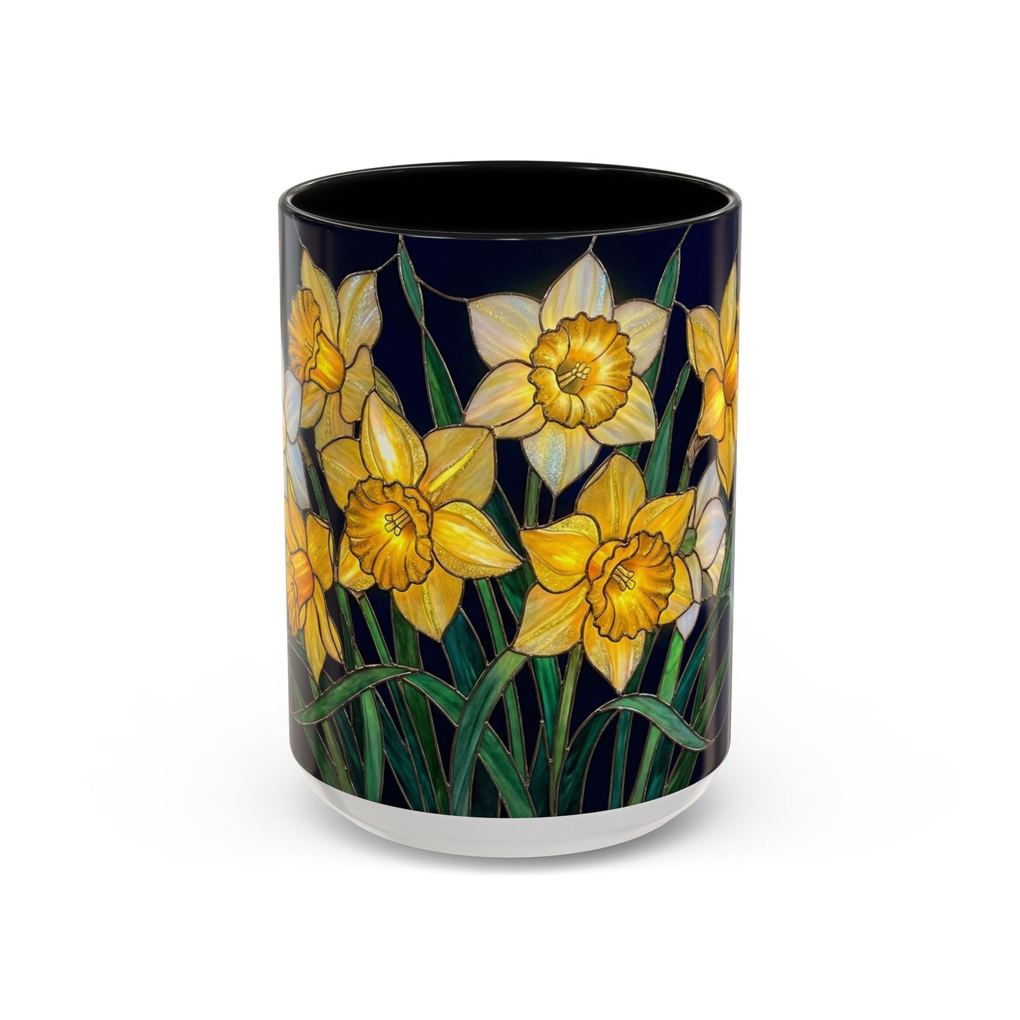 Daffodil Garden Accent Coffee Mug — Stained Glass Design (11/15oz) - 14542