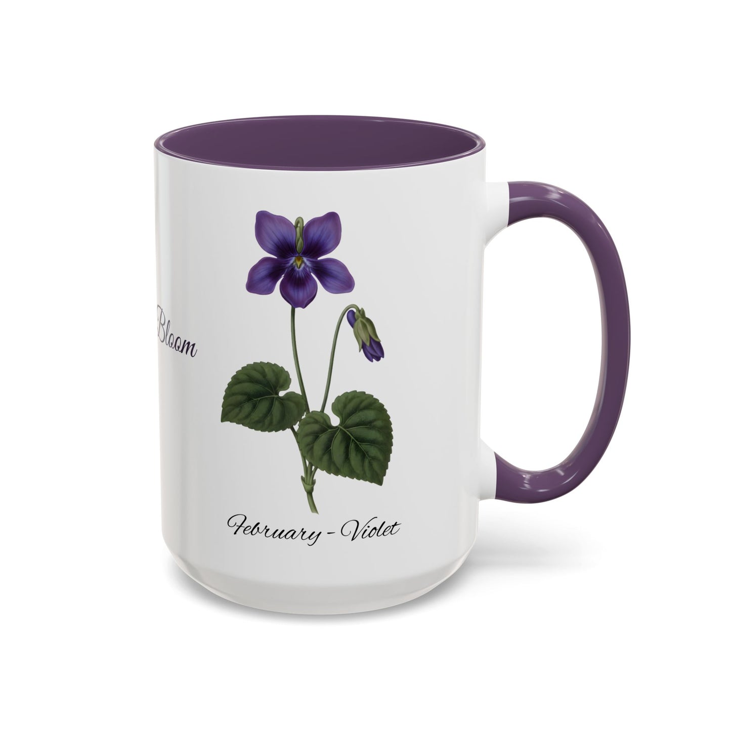 February Birth Flower Violet Mug – Personalized Name Coffee Cup - 14695