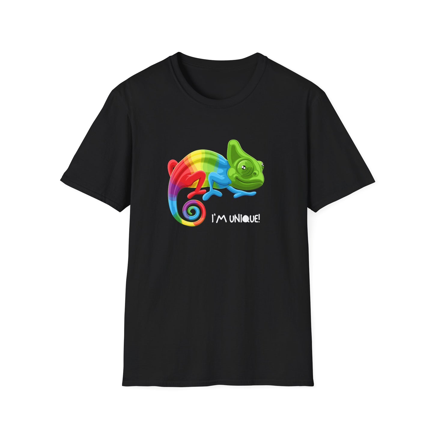 Unique Colorful Chameleon Unisex Softstyle T-Shirt - I'm Unique - 11823