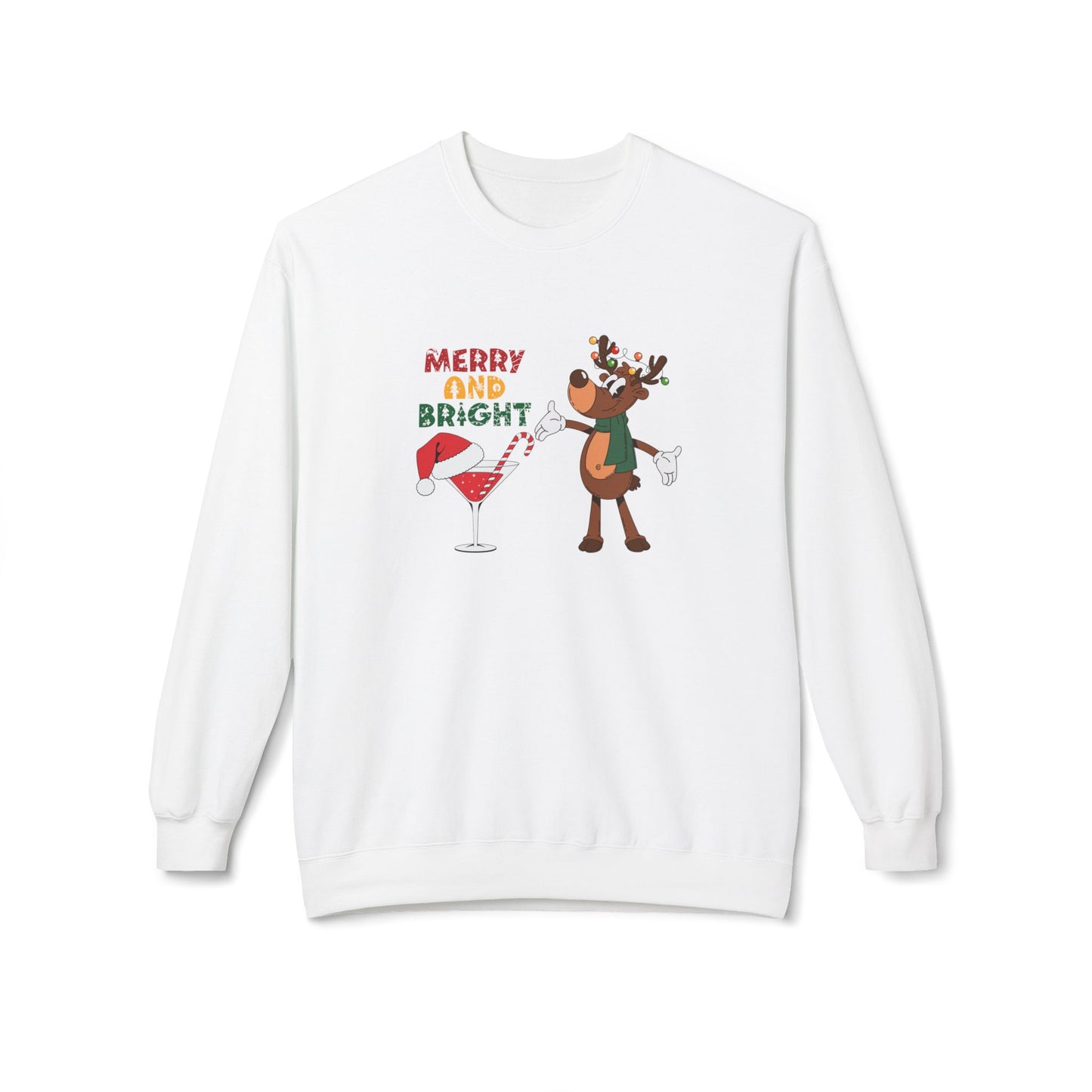 Reindeer, Merry & Bright - Unisex Midweight Softstyle Fleece Crewneck Sweatshirt - 10337