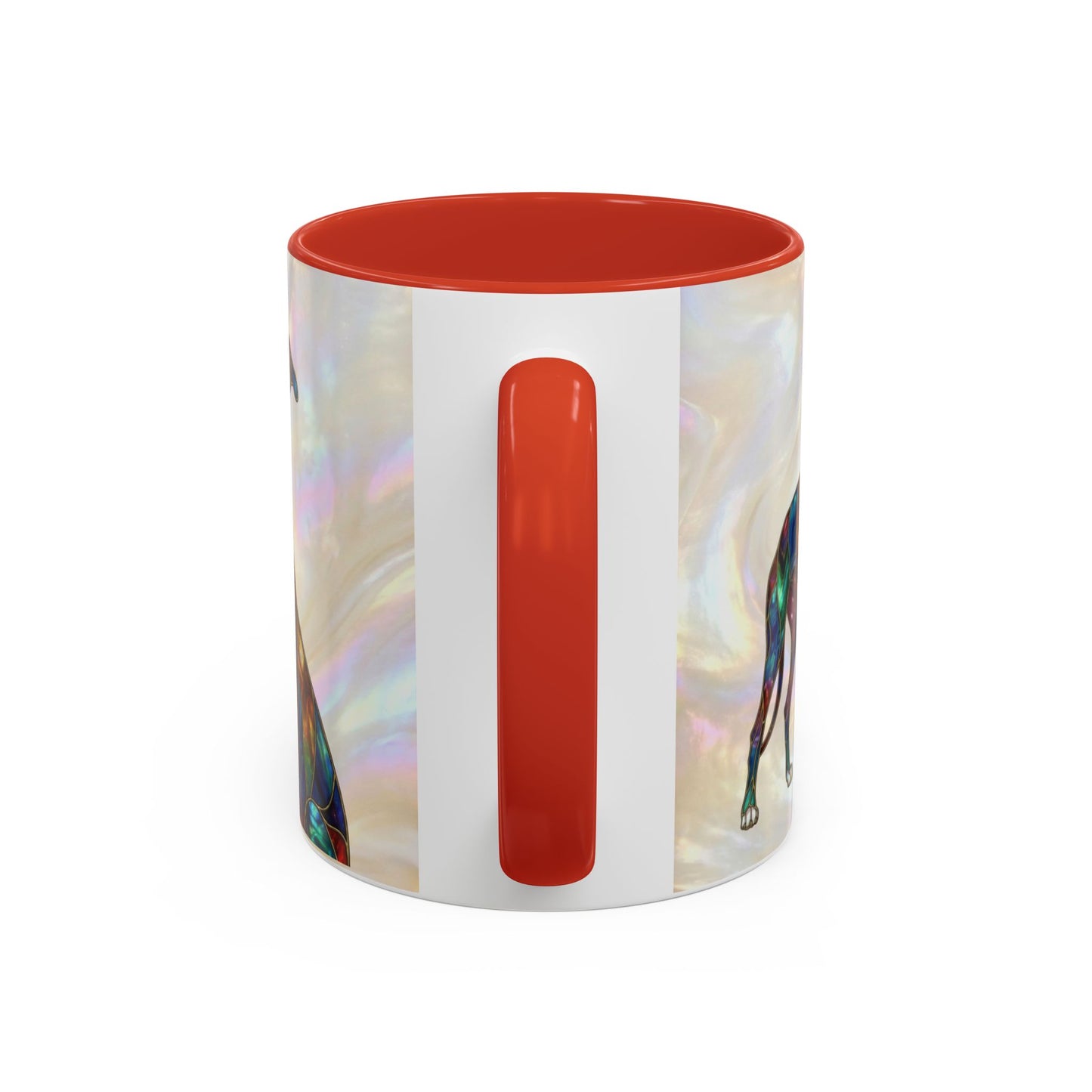 Personalized Greyhound Coffee Mug – Stained Glass Dog Accent Mug (Name Customizable)  - 14523