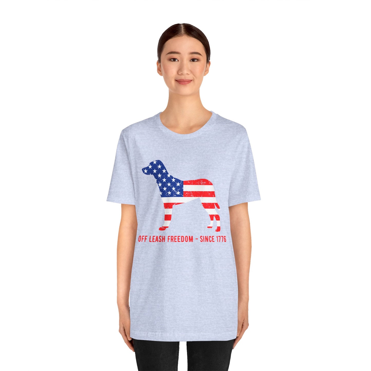 Patriotic Dog Lover Tee | Off Leash Freedom T-shirt, Dog Graphic Shirt, Fourth of July Gift, Casual Wear, Pet Lover Apparel - 13790