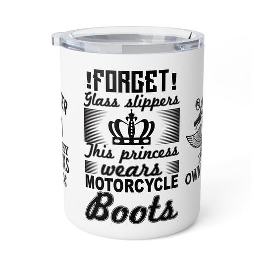 Forget Glass Slippers, This Princess Wears Motorcycle Boots - Insulated Coffee Mug, 10oz