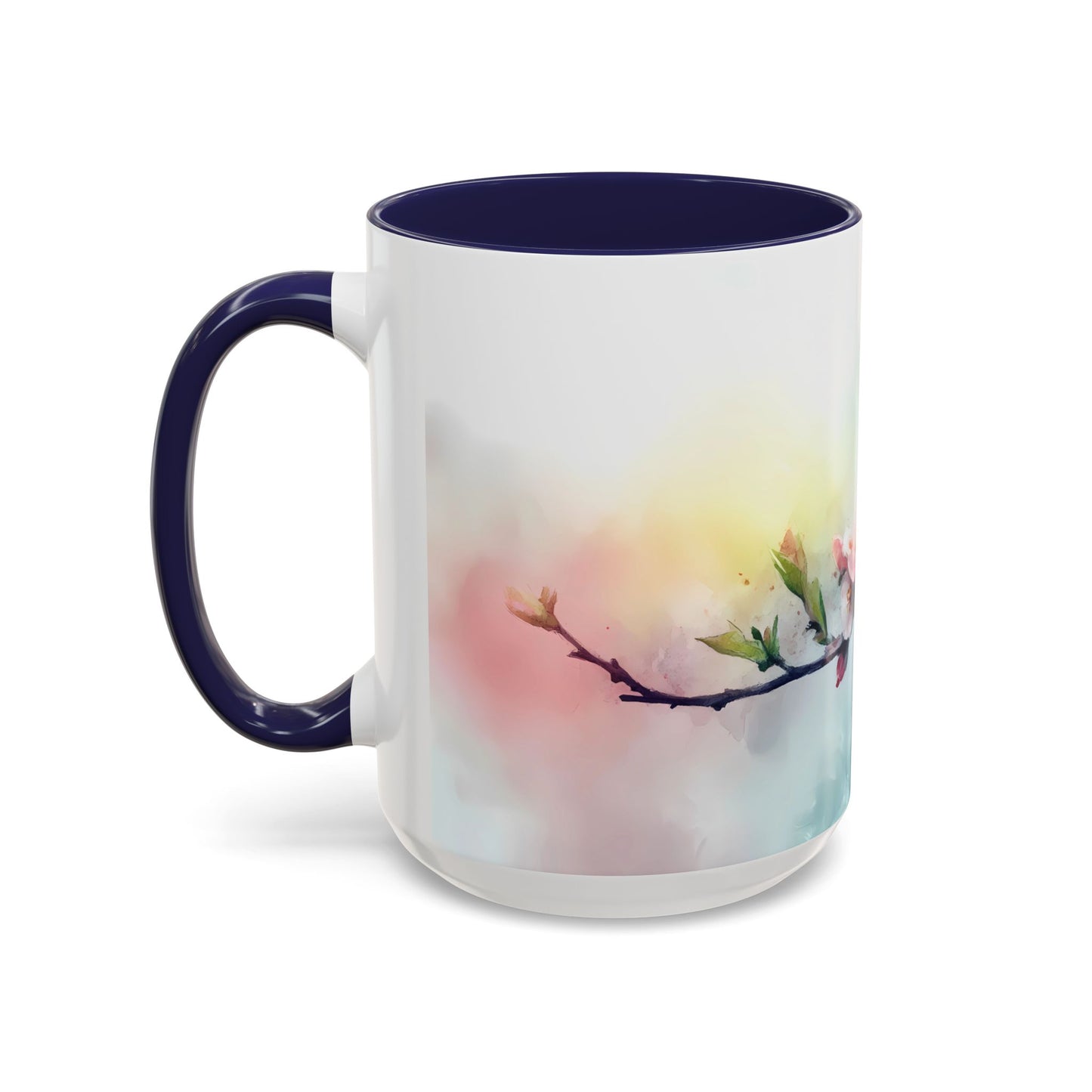 Whimsical Bird & Blossom Accent Coffee Mug - Perfect for Nature Lovers - 11886