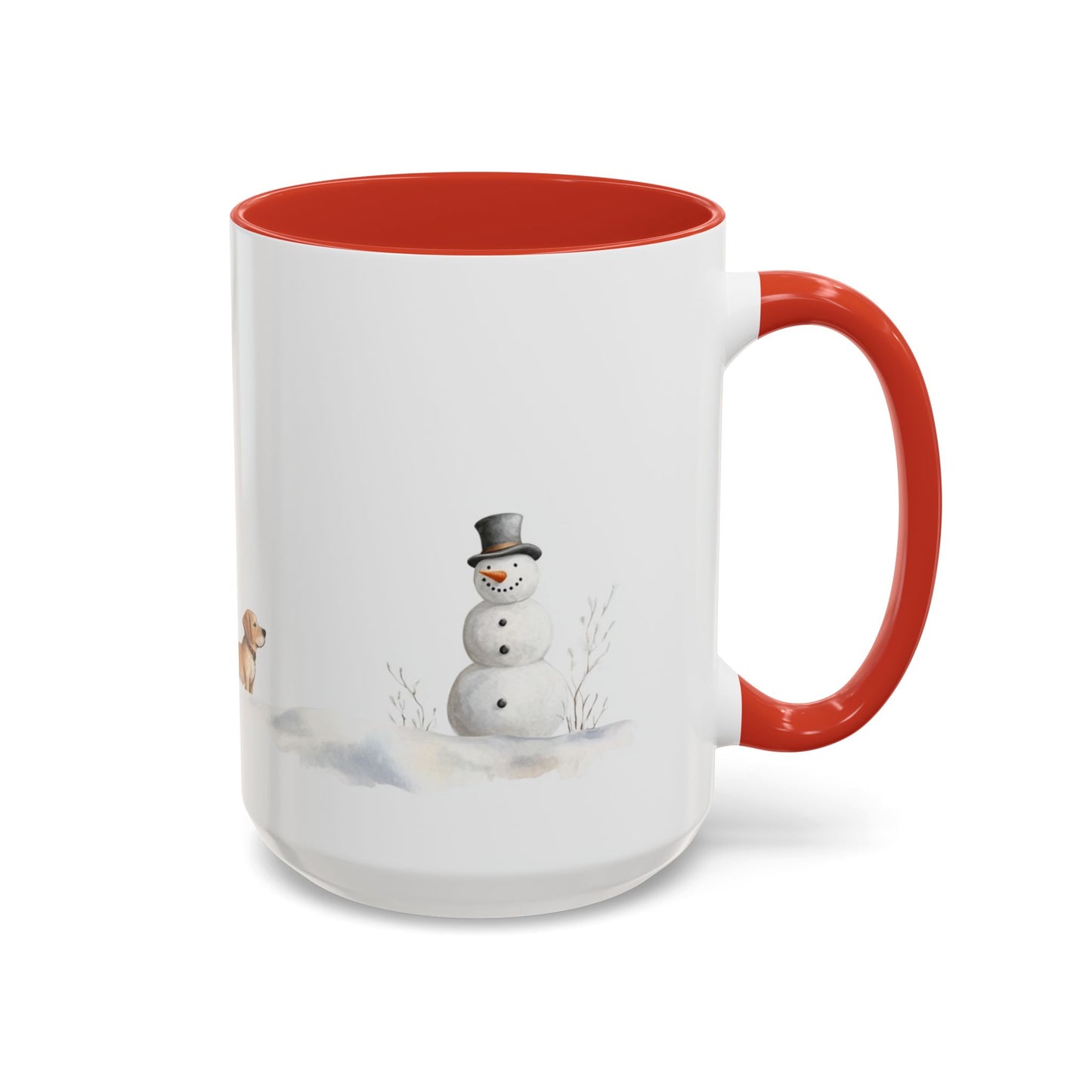 Winter Tree, Snowman & Puppy - Accent Coffee Mug (11, 15oz) - 10404