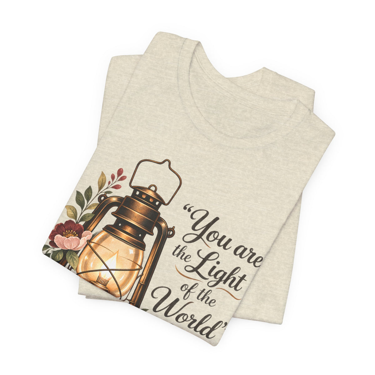 You Are the Light of the World T-Shirt, Vintage Floral Lantern Christian Tee - 14555