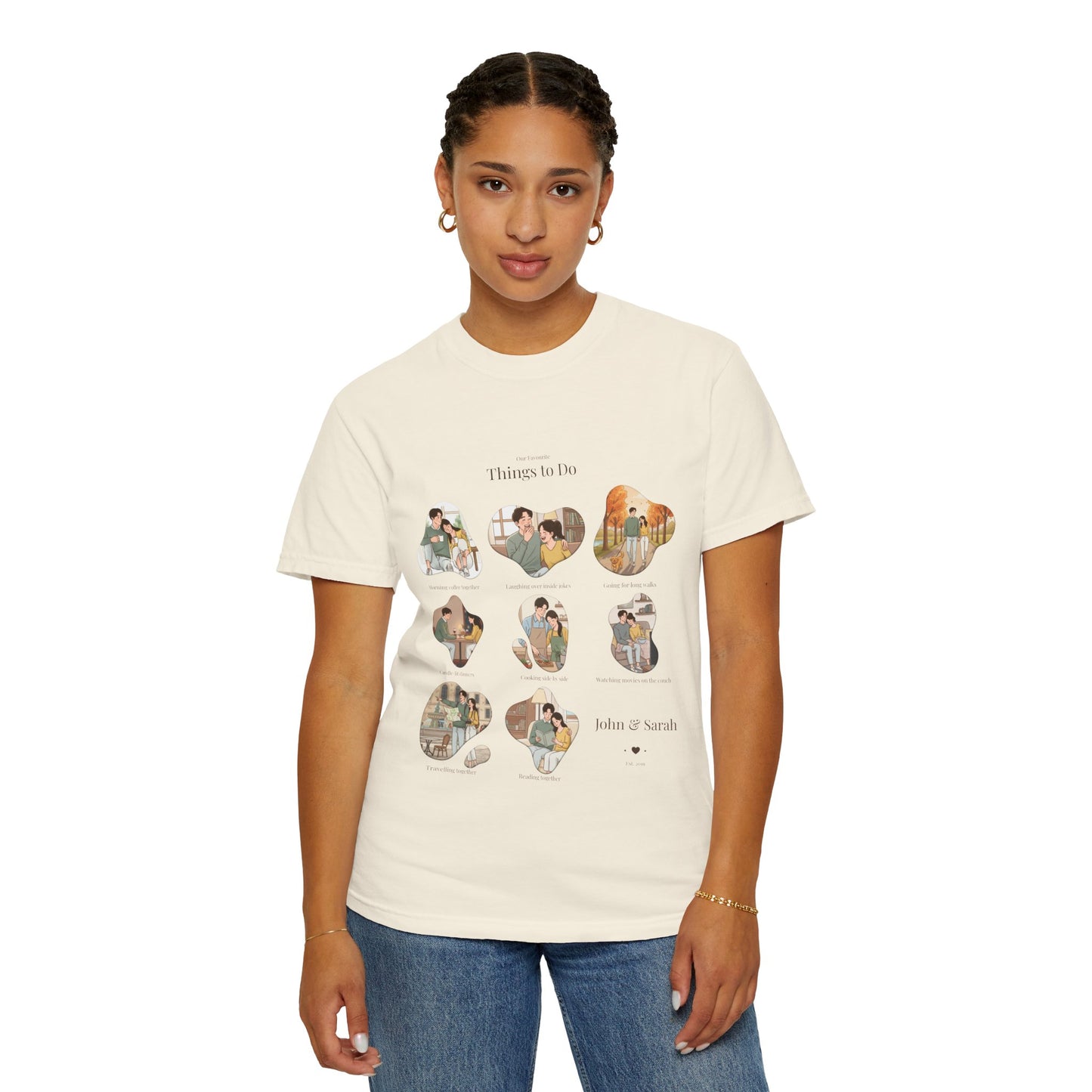 Our Favourite Things to Do Together – Personalised Valentine’s Illustration T-Shirt Gift - 14721
