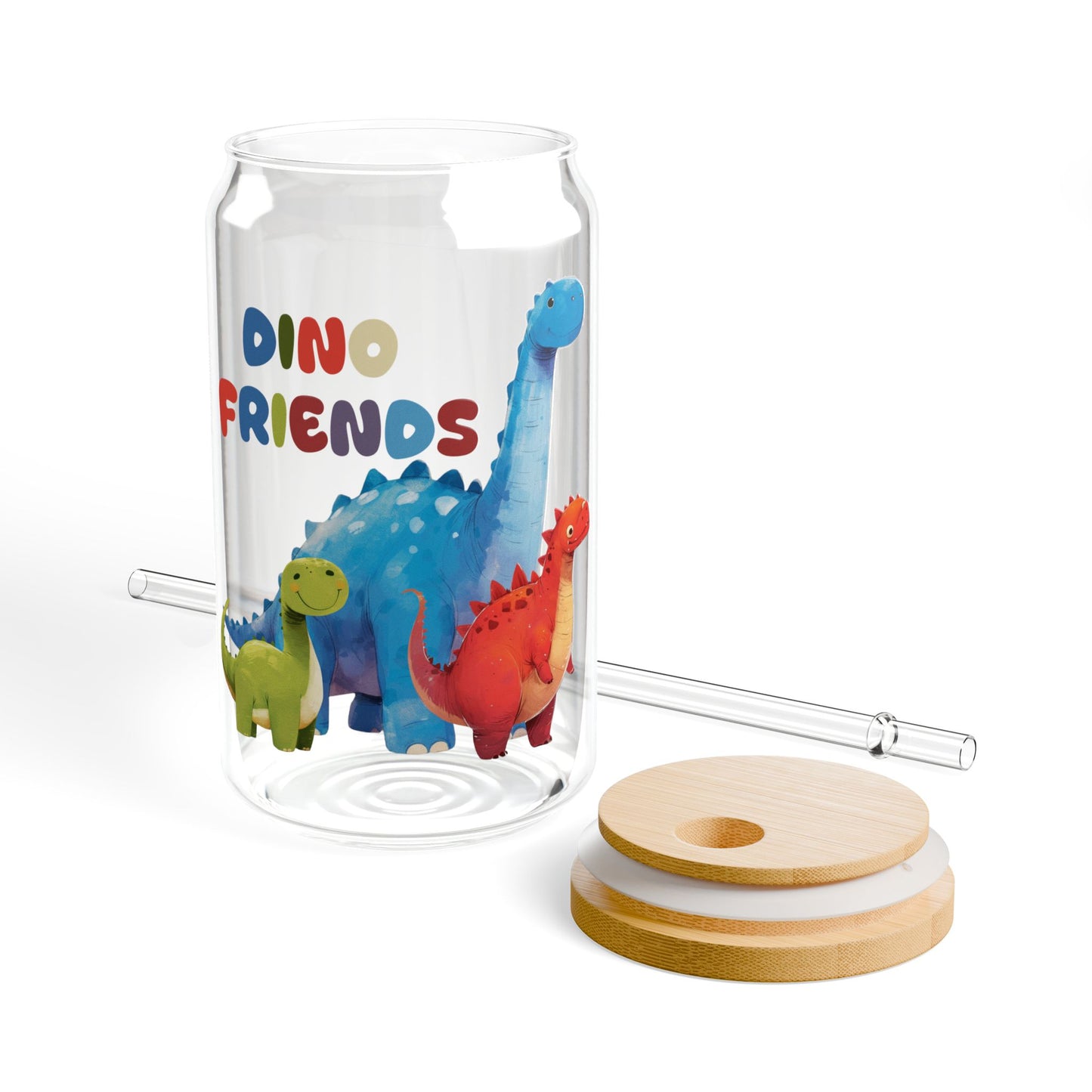 Dino Friends in Gobi,  Customizable - Sipper Glass, 16oz