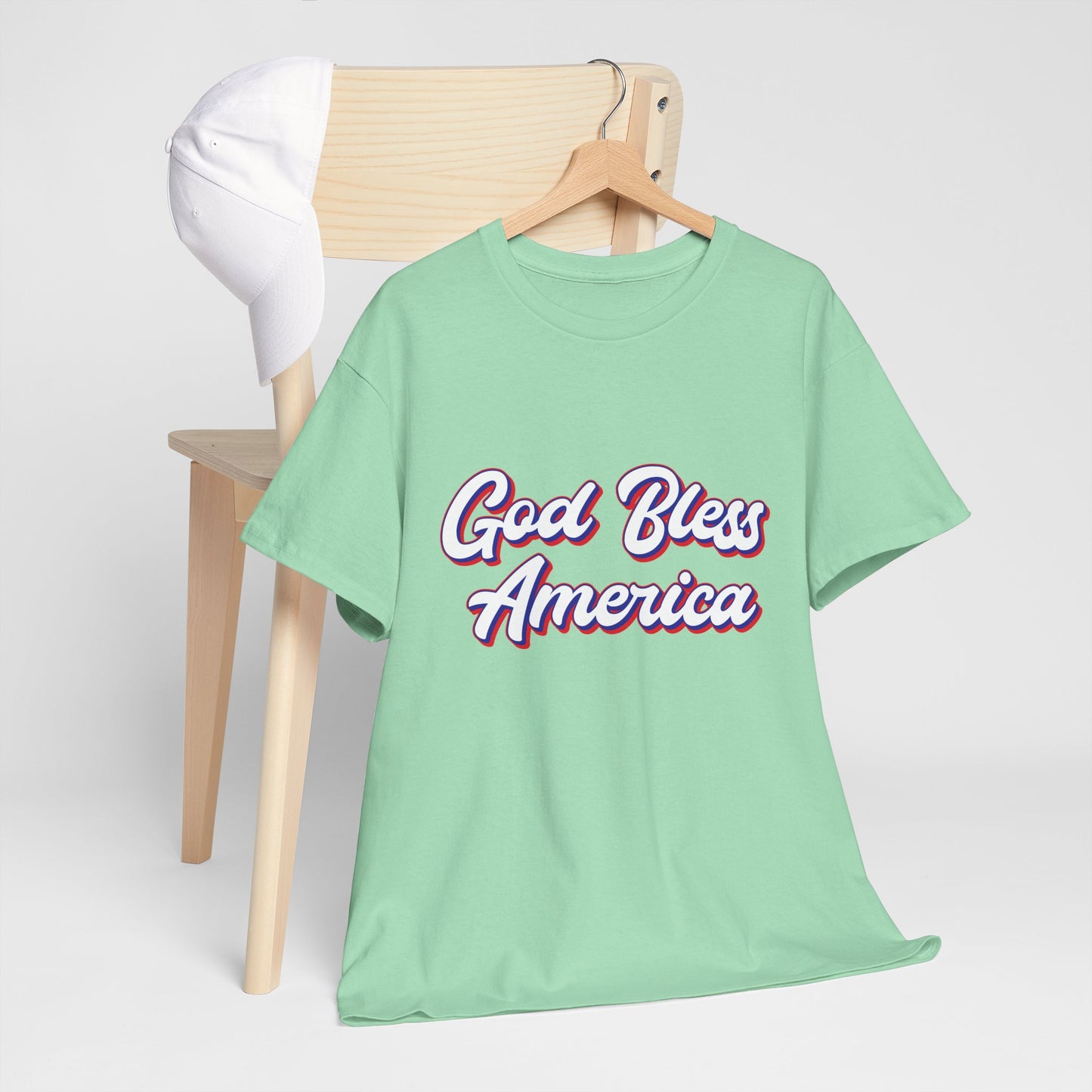 God Bless America Unisex Heavy Cotton Tee | Patriotic Shirt, American Pride Apparel, 4th of July Outfit, Gift for Veterans, Summer - 13655
